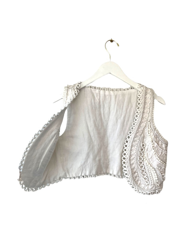 Vintage White Embroidered Vest