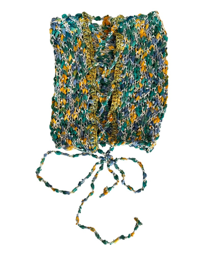 SED PAZ Hand-Knit Green Strapless Adjustable Corset Top