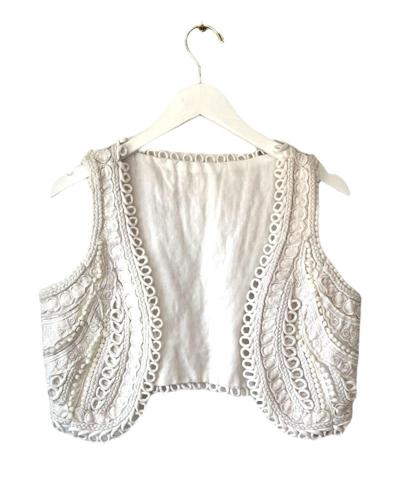 Vintage White Embroidered Vest