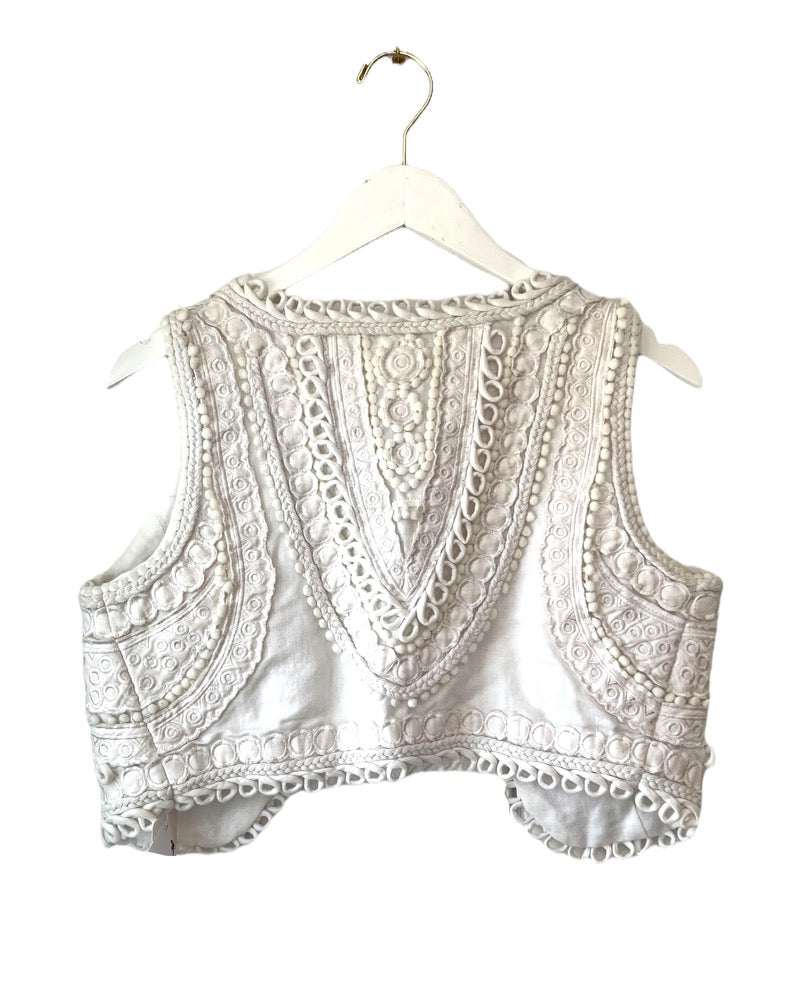 Vintage White Embroidered Vest