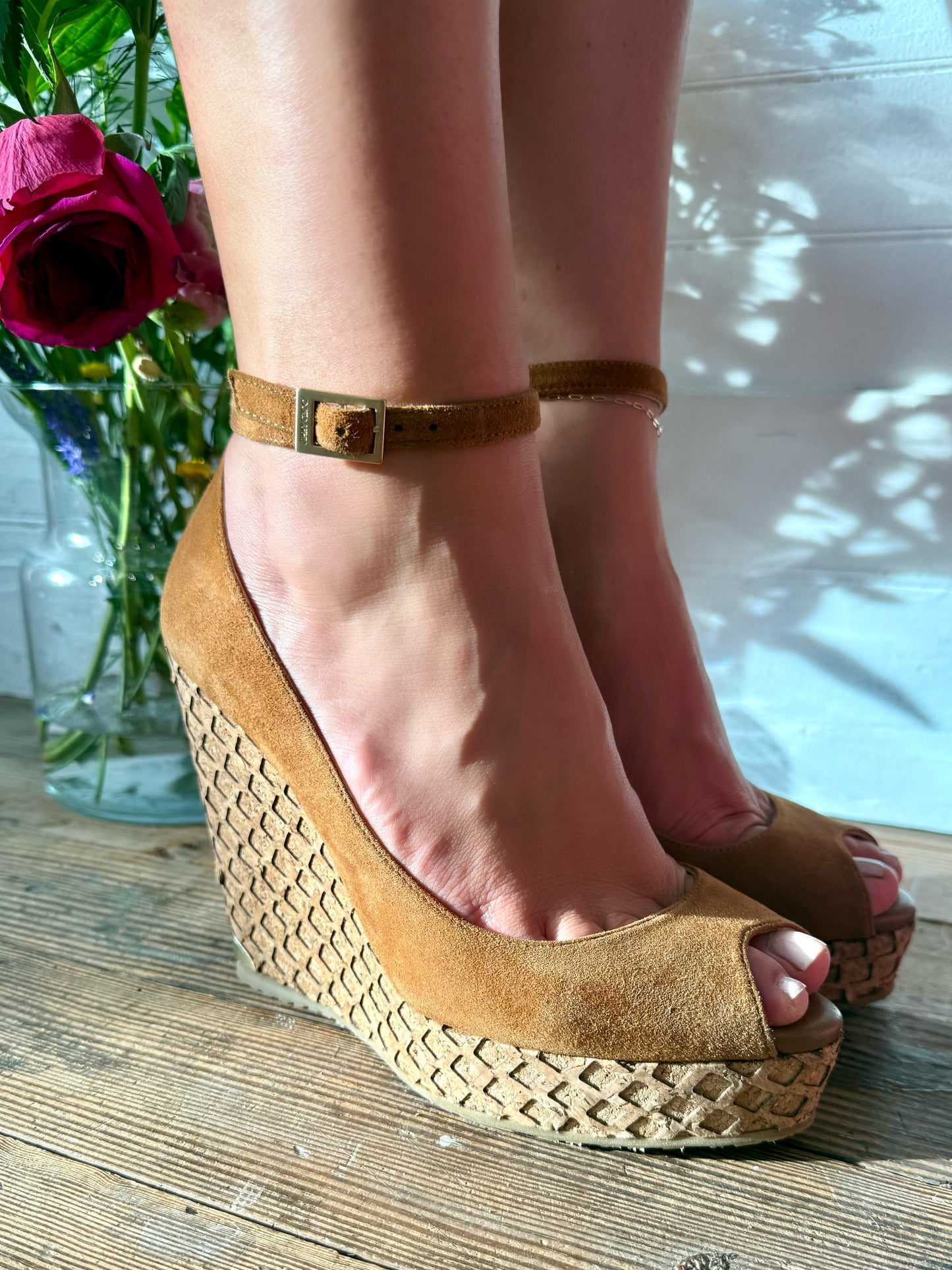 Pre-Loved Jimmy Choo Pacific 120 Suede Wedge Sandals