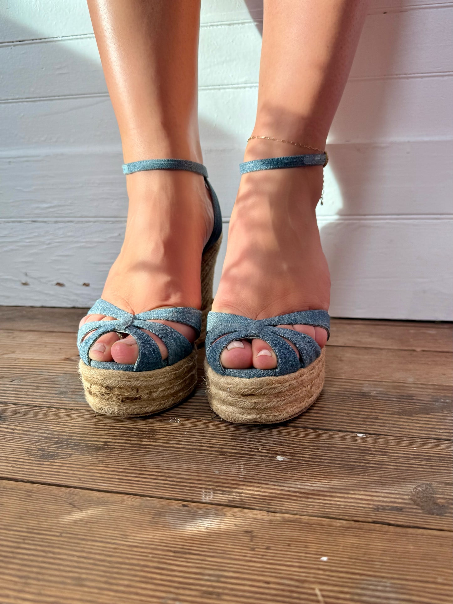 Vintage Ralph Lauren Purple Label Denim Espadrille Wedges