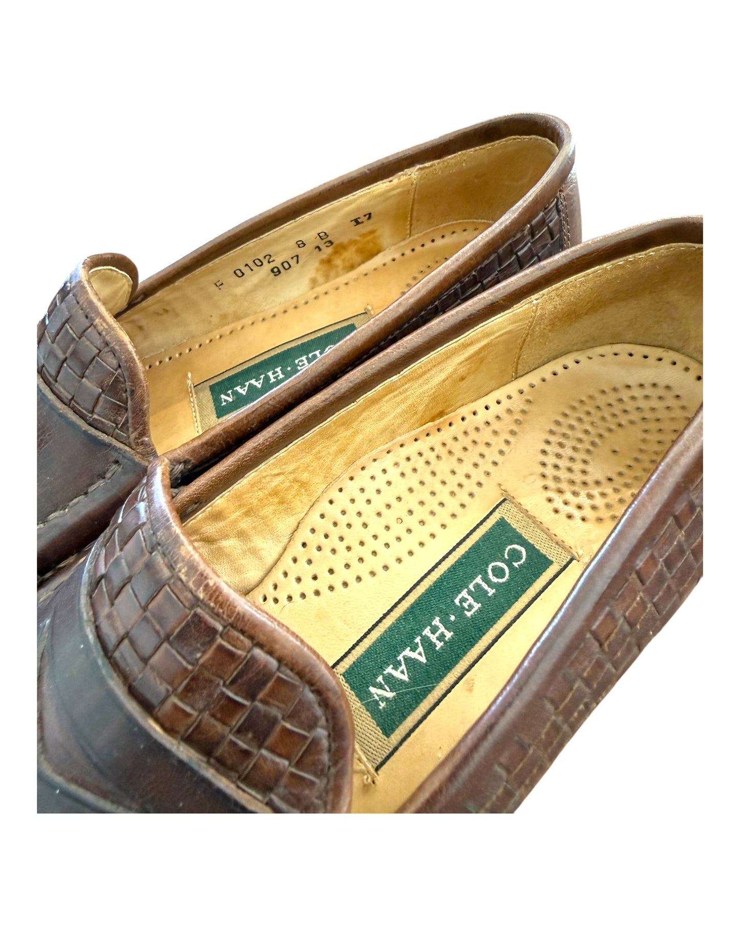 Vintage Cole Haan Brown Leather Woven Loafers