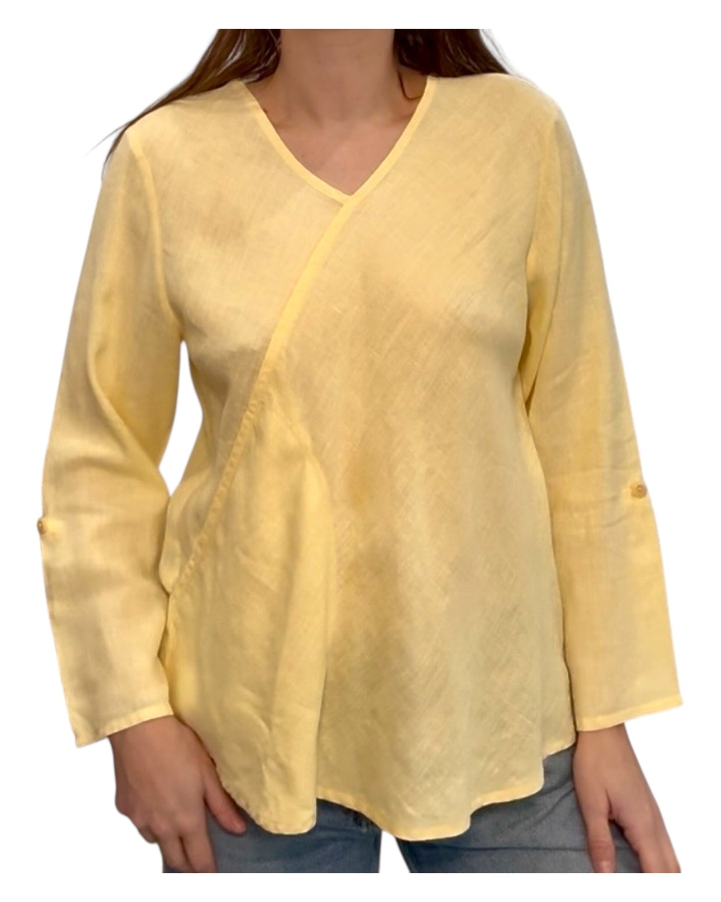 Vintage FLAX Yellow Linen Blouse