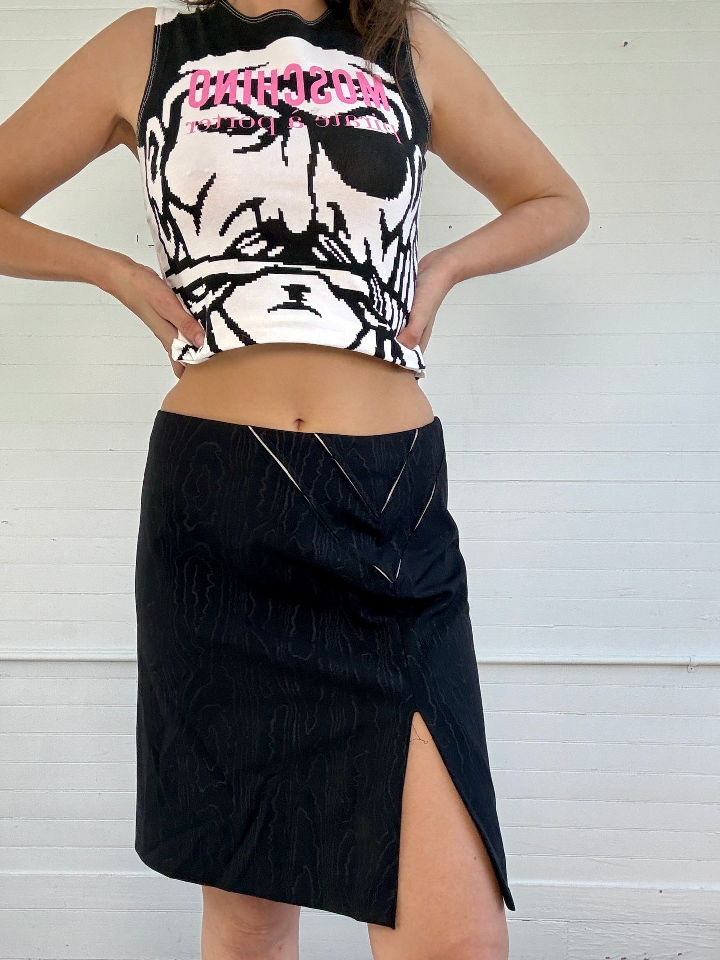 Vintage 2000s Versace Graphic Print Black Skirt