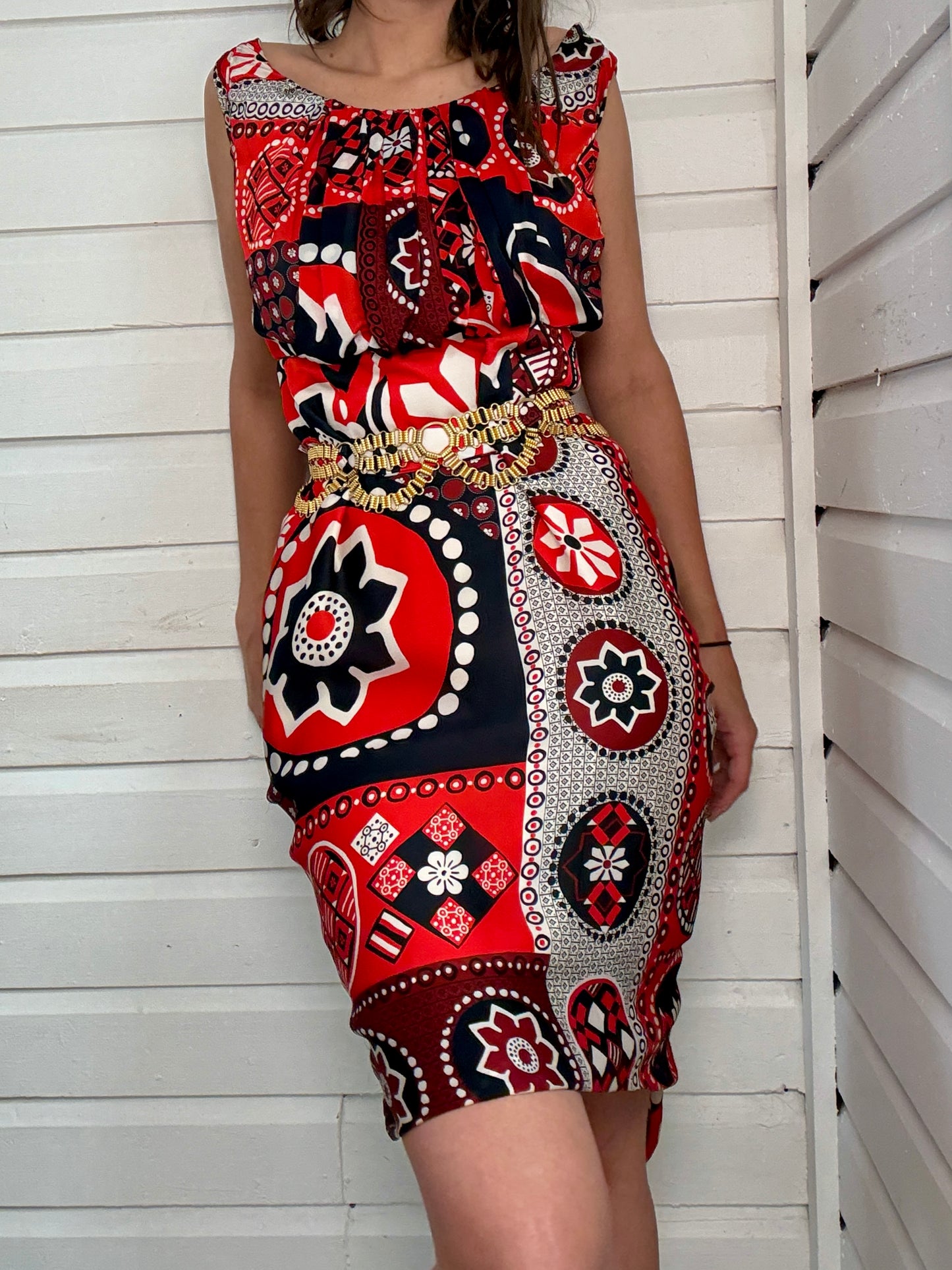 Vintage Cristian Lacroix Red Print Dress