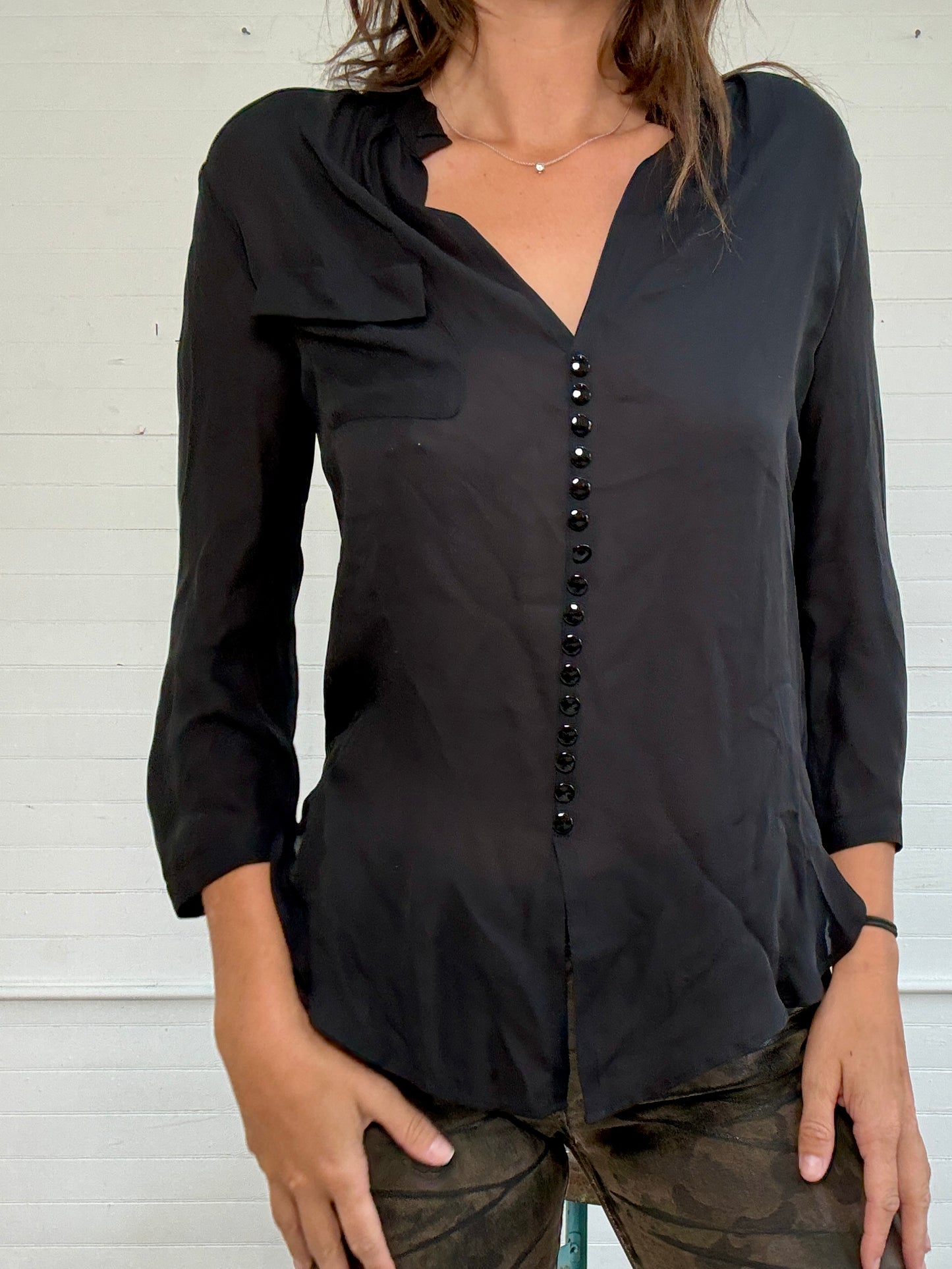 Pre-Loved Emporio Armani by Giorgio Armani Black Blouse