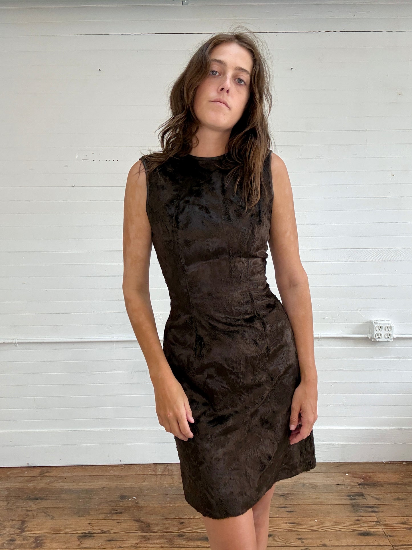 Vintage Plein Sud Fur and Leather Dress