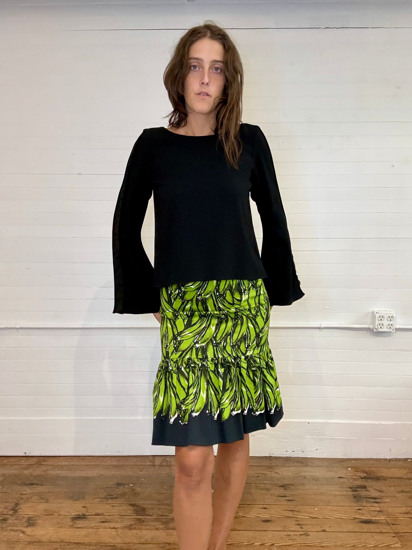 Vintage Prada Green Banana Skirt