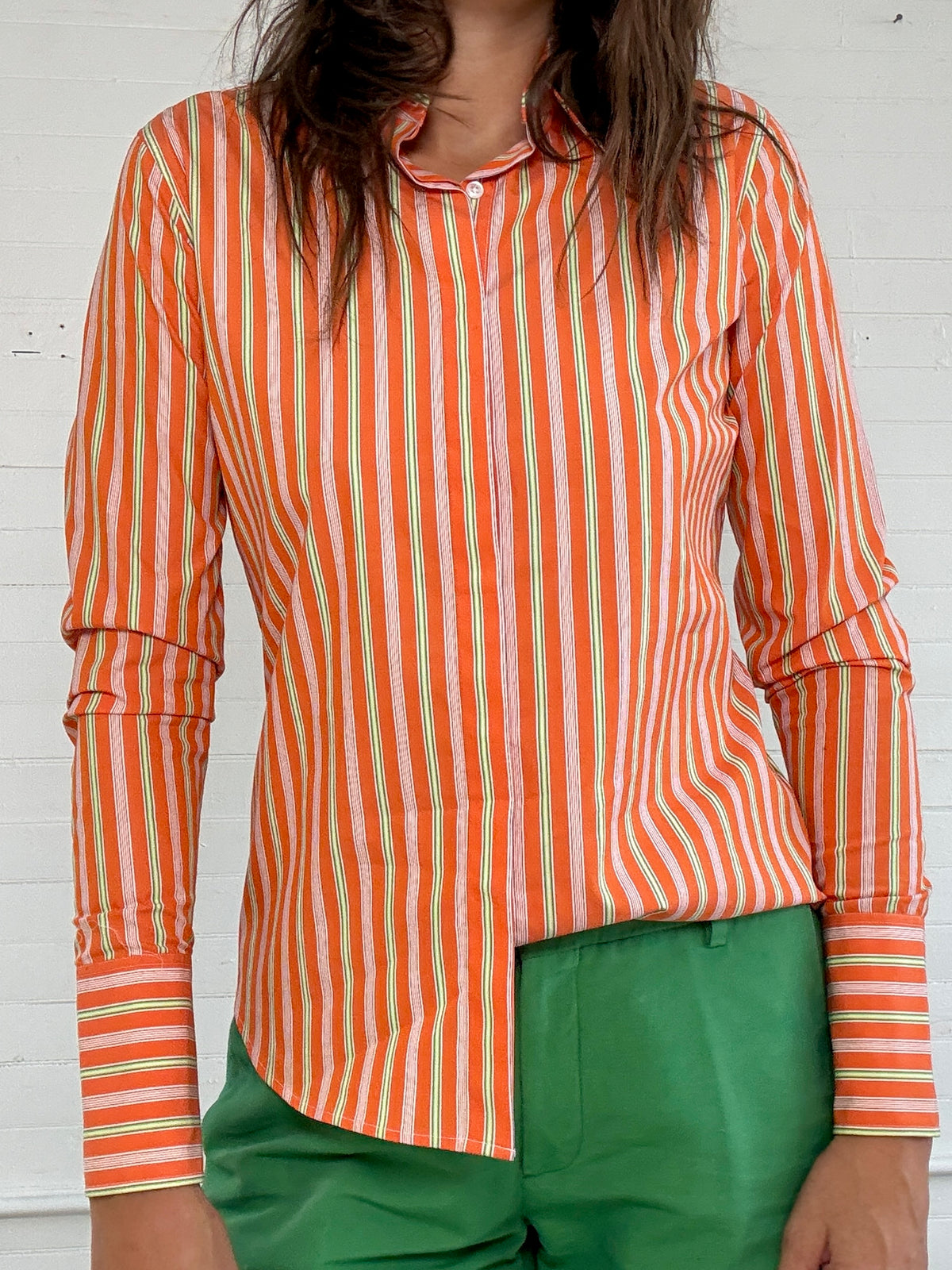 Pre-Loved Ralph Lauren Black Label Orange and Green Stripe Blouse
