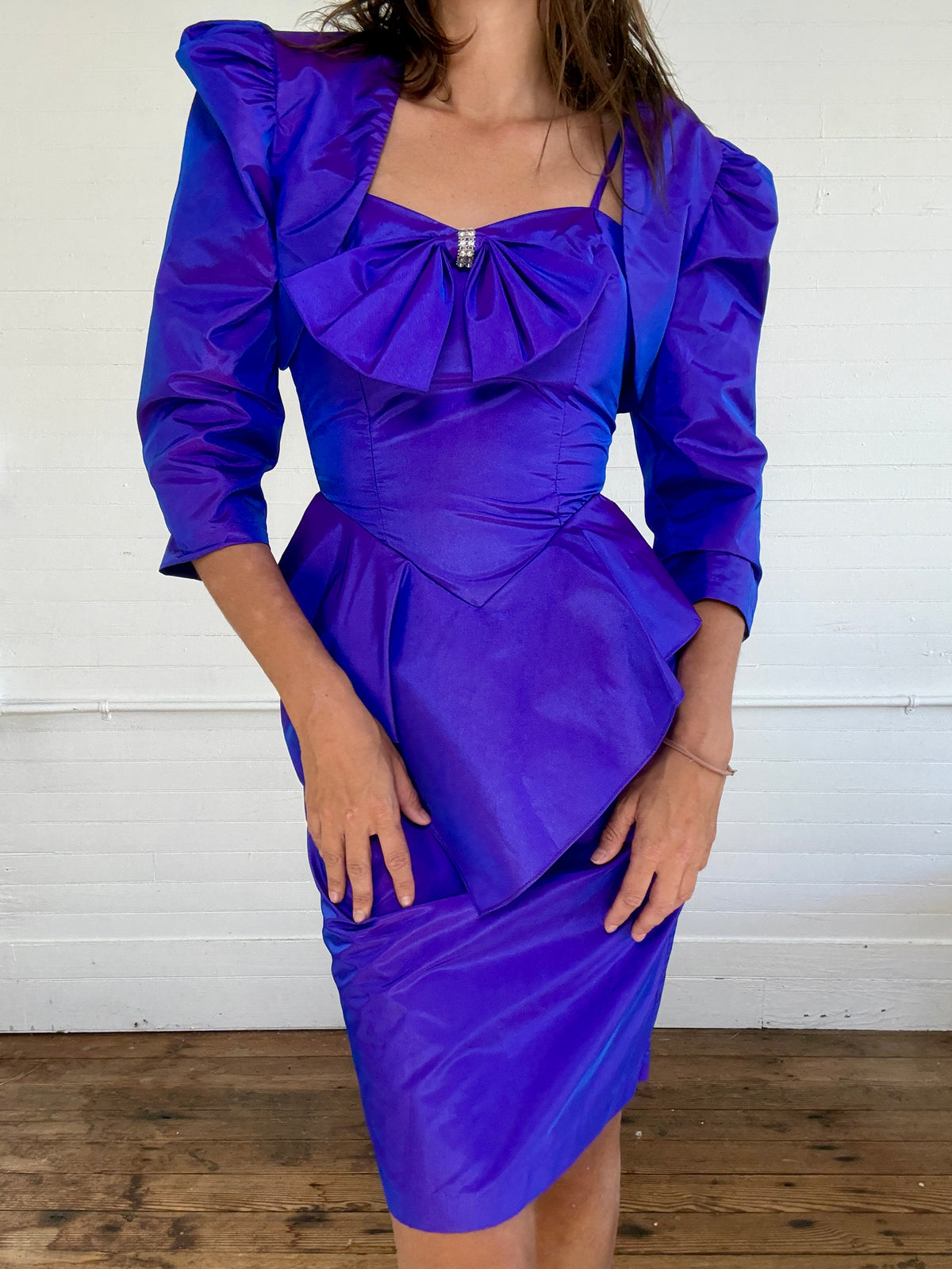 Vintage 1980's Iridescent Purple Dress and Jacket