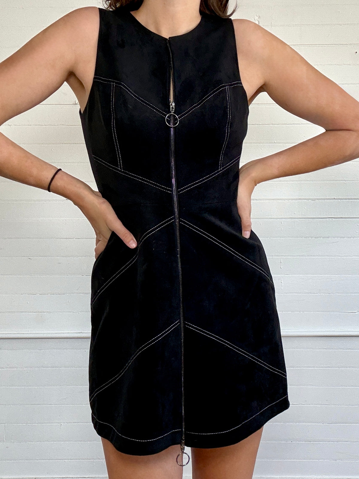 Vintage BCBG Black Suede Mini Dress