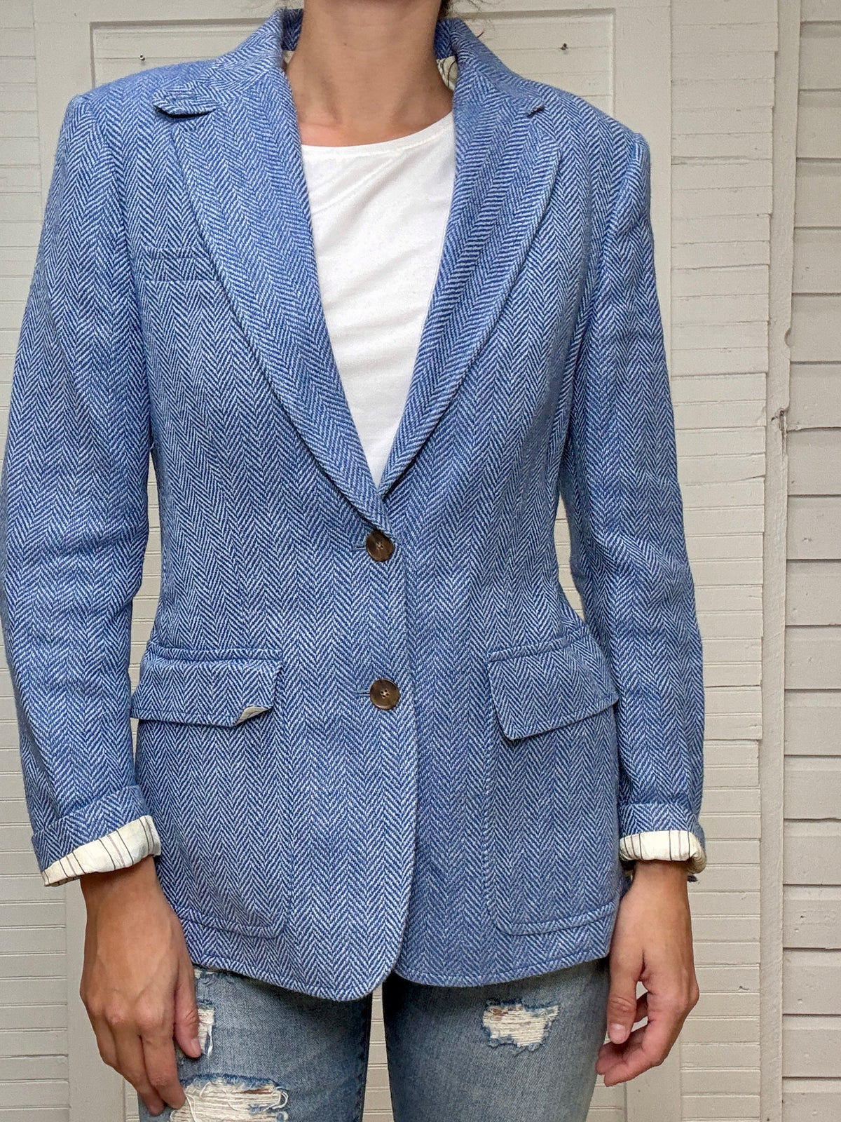 Pre-Loved POLO Ralph Lauren Blue Tweed Blazer