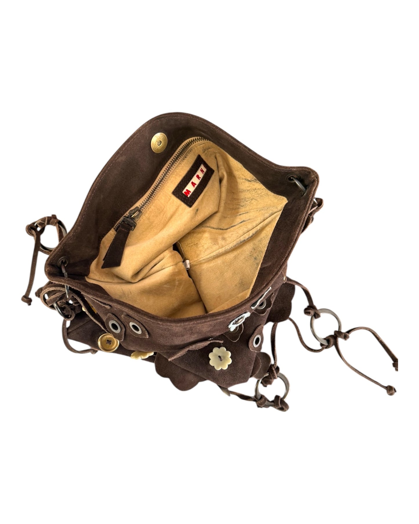 Pre-Loved Marni Brown Suede Floral Bag
