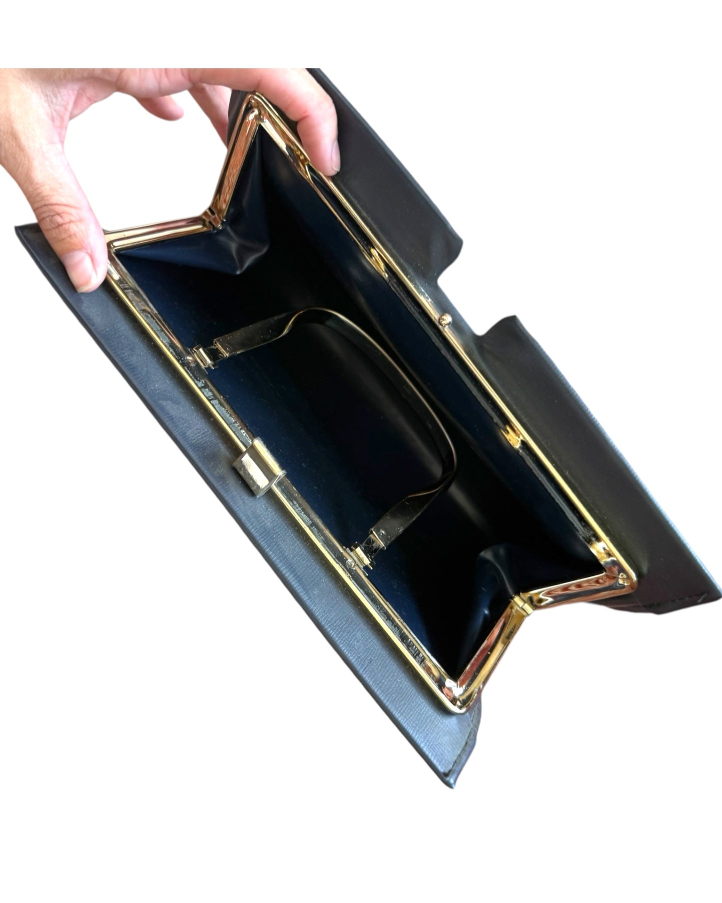Vintage Navy Blue Clutch with Handle