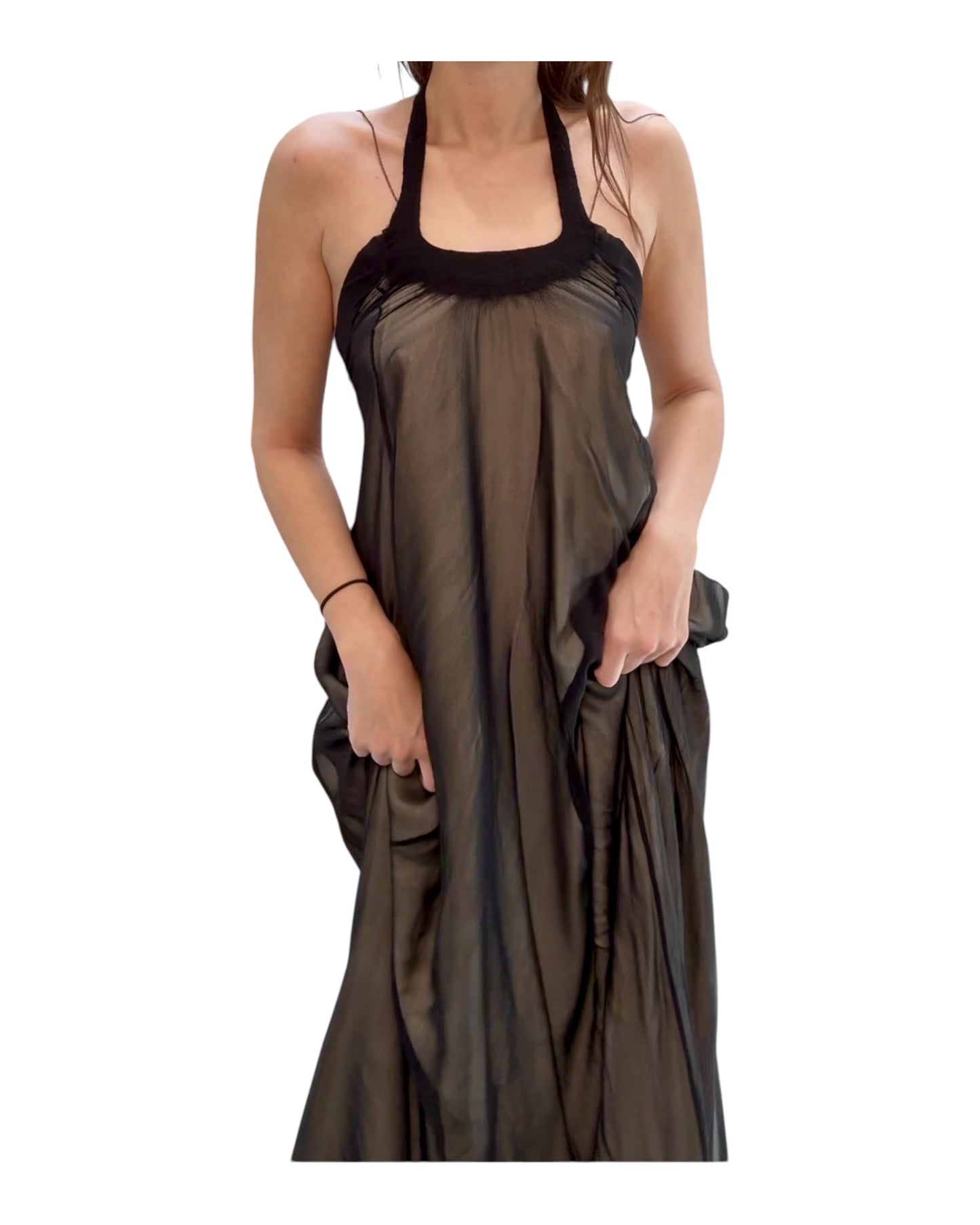 Pre-Loved Black Silk Layered Gown