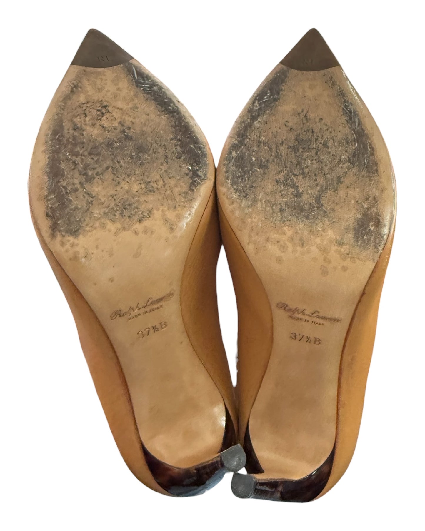 Vintage Ralph Lauren Purple Label Chestnut Brown Leather Pumps with Tortoise Shell Heel