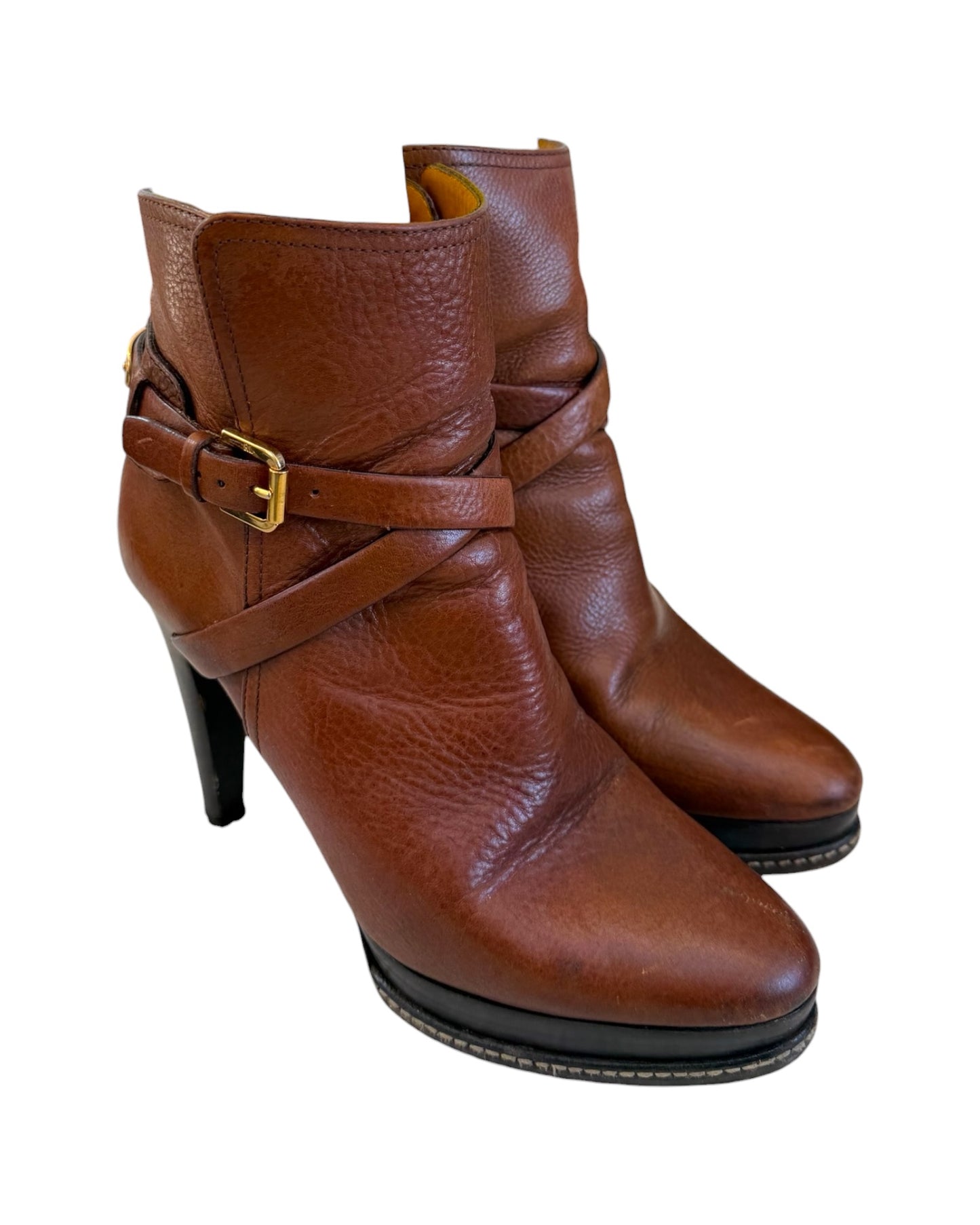 Vintage Ralph Lauren Collection Purple Label Naima Brown Leather Booties