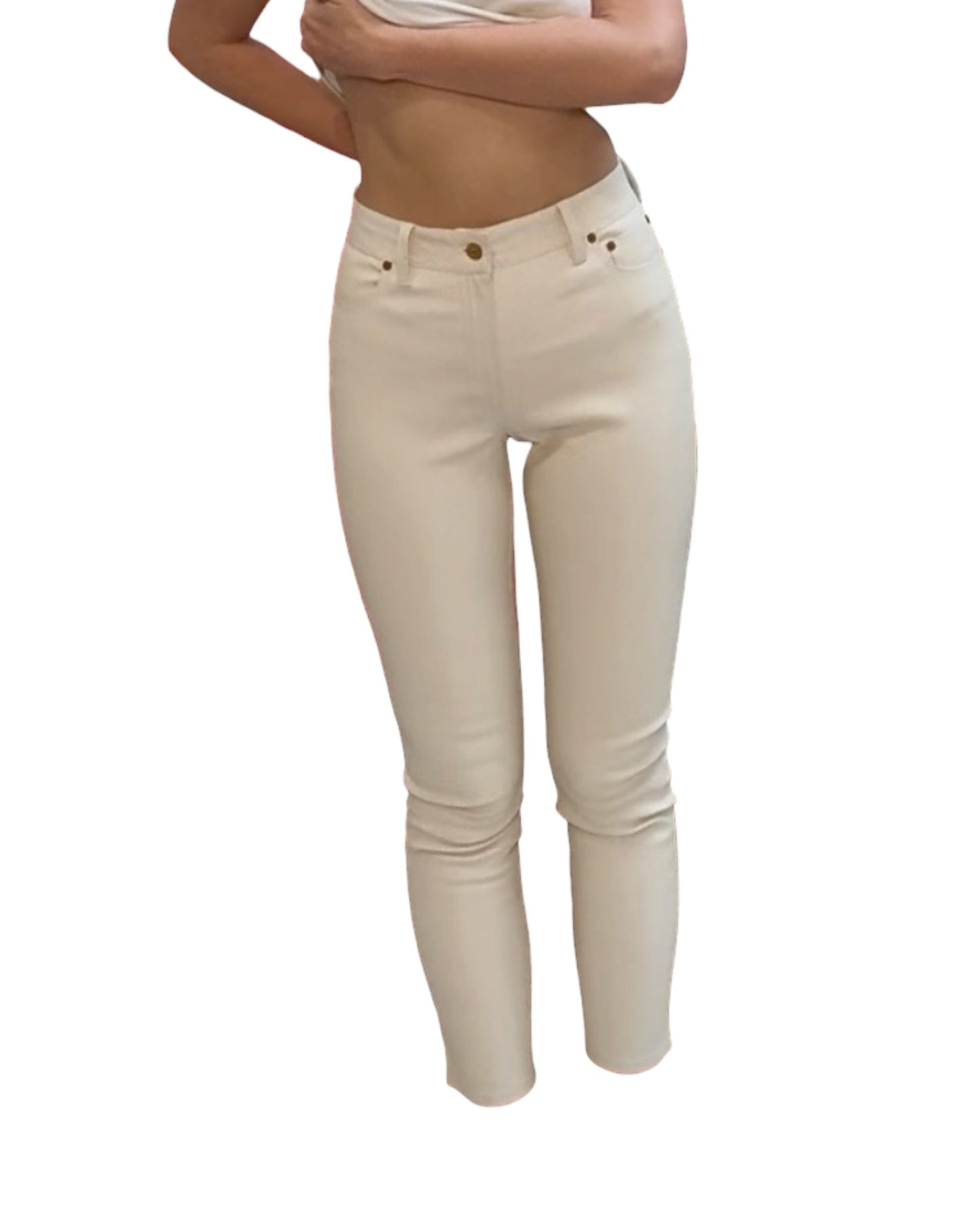 Pre-Loved POLO Ralph Lauren White Leather Skinny Pants