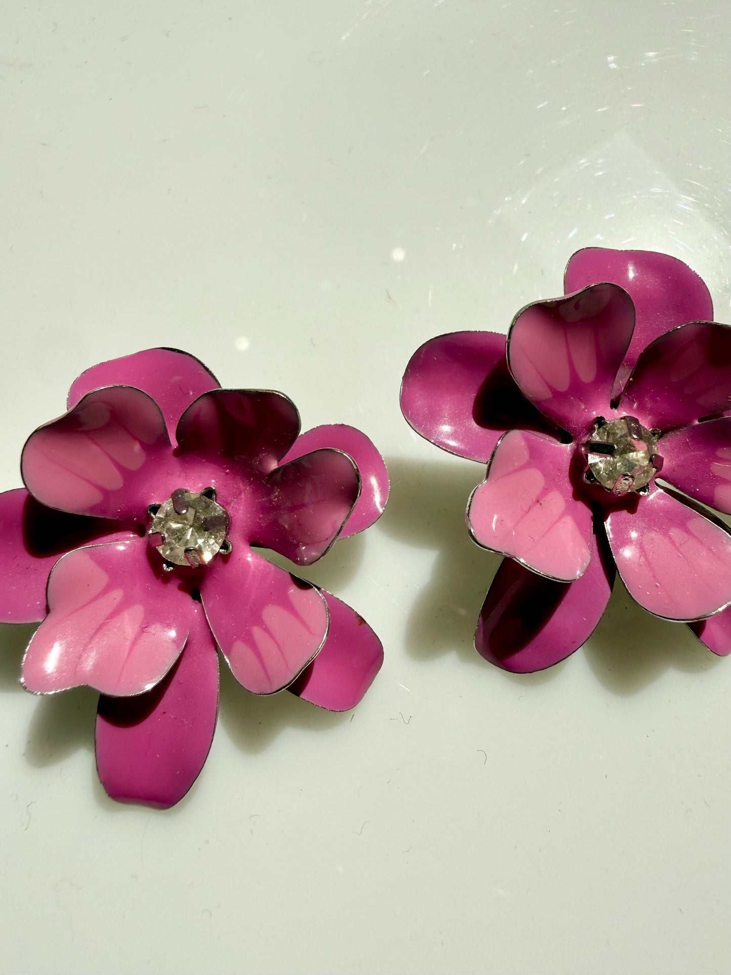 Vintage Pink Flower Stud Earrings