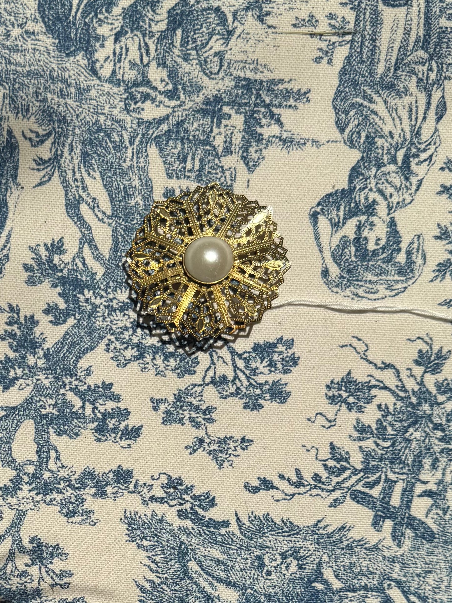 Vintage Faux Pearl and Gold Brooch