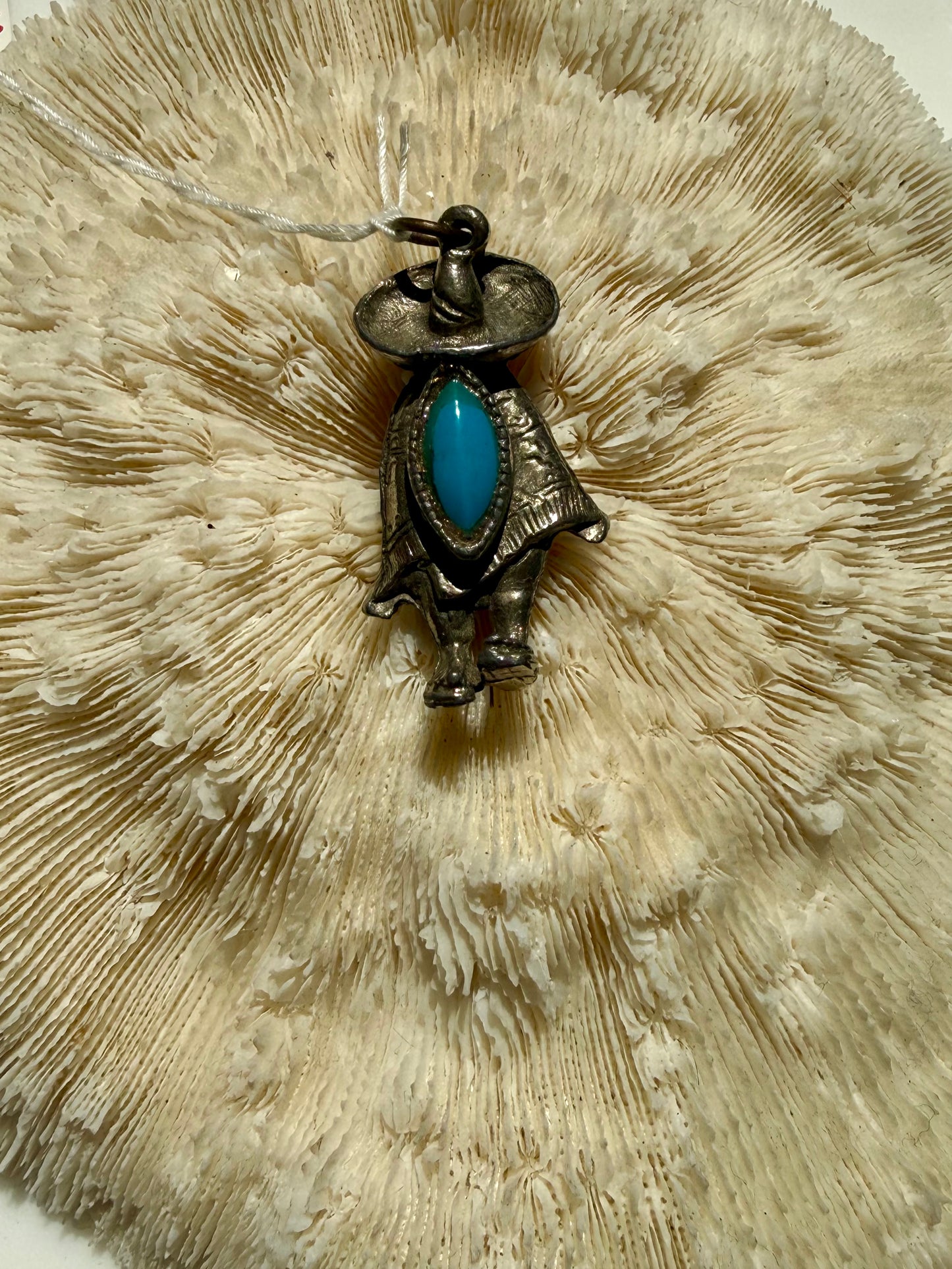 Vintage Silver and Turquoise Cowboy Charm
