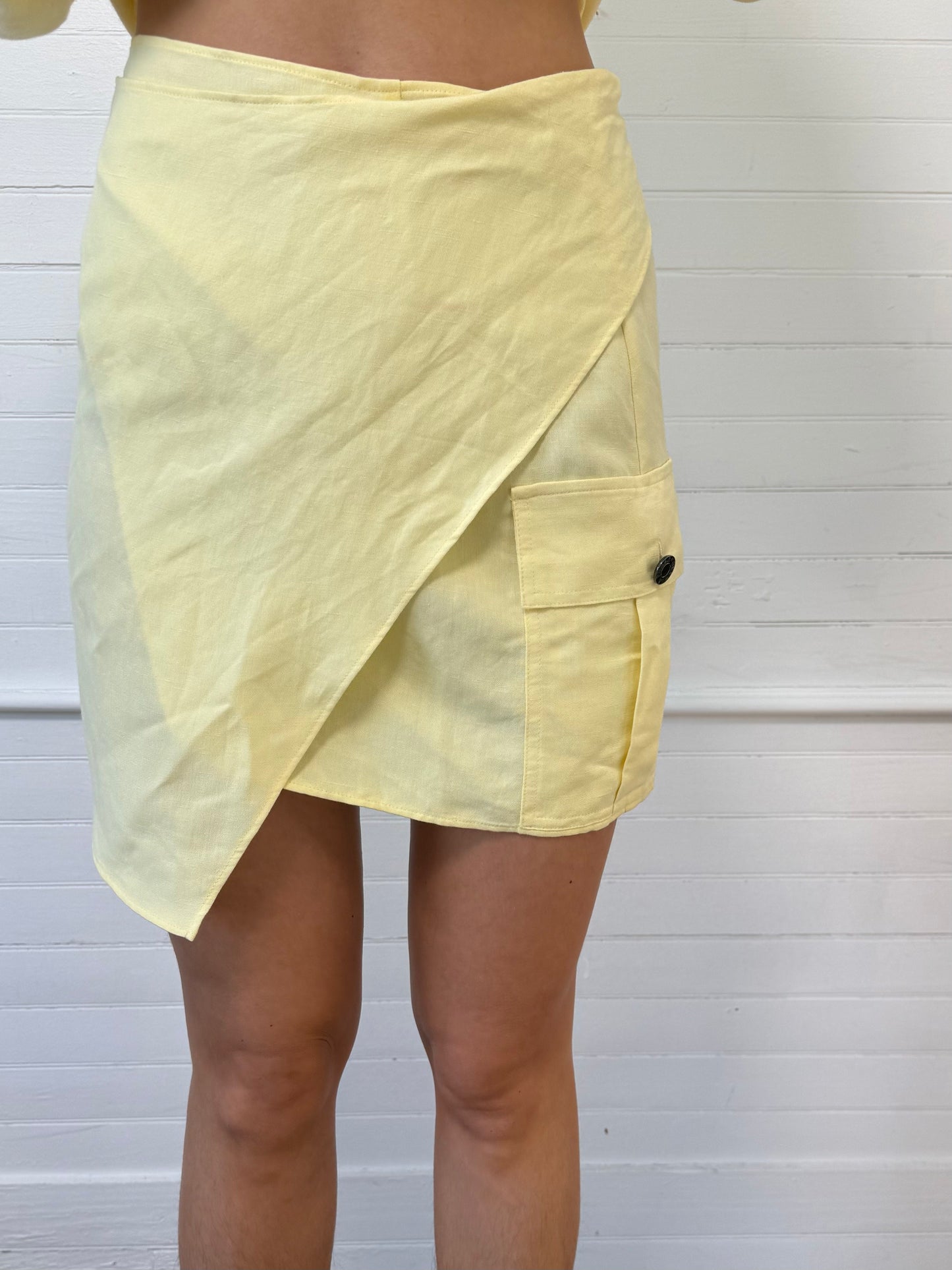 Vintage La Perla Yellow Mini Wrap Skirt with Pocket