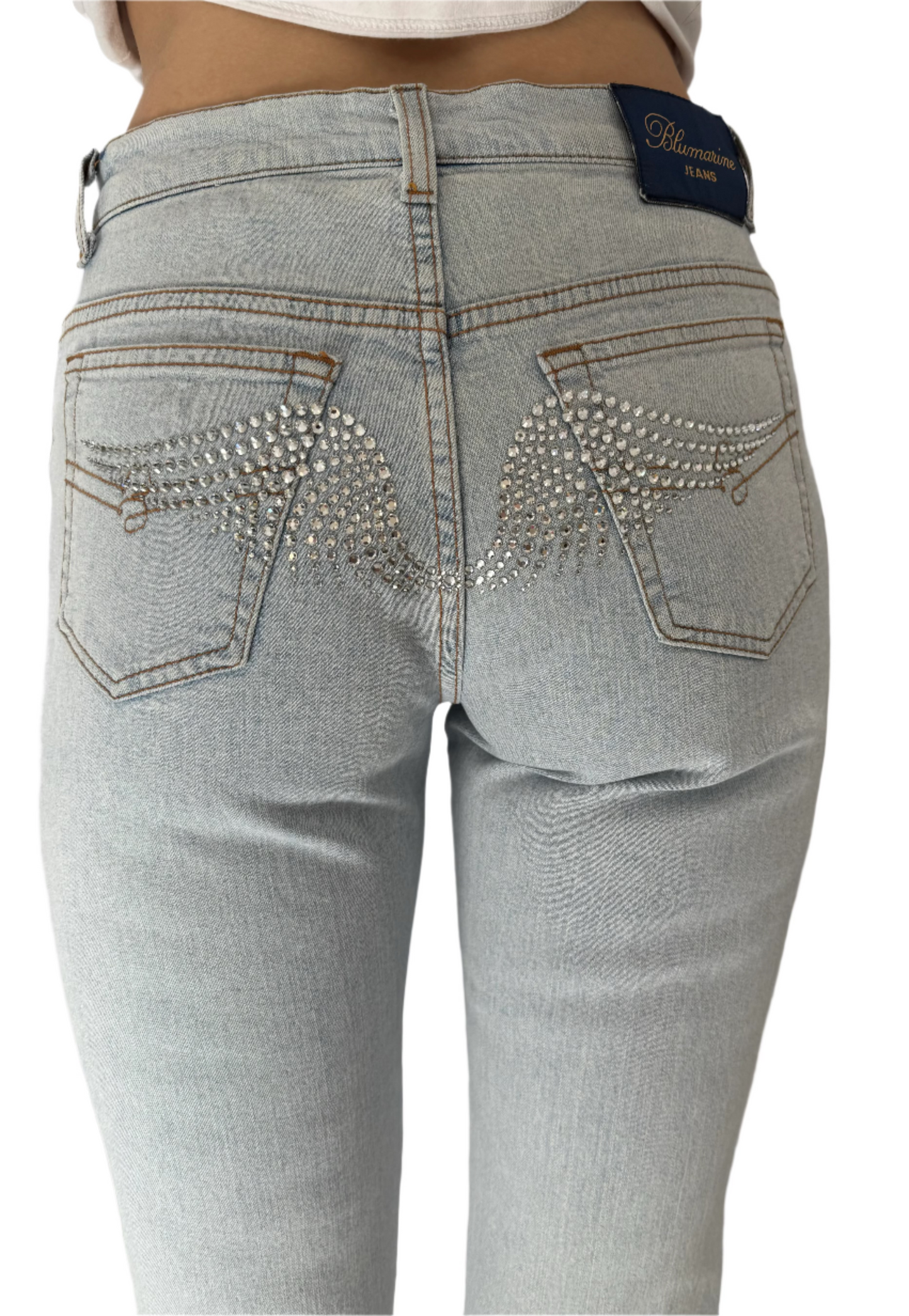 Vintage Blumarine Bootleg Jeans with Sequin Angel Wings