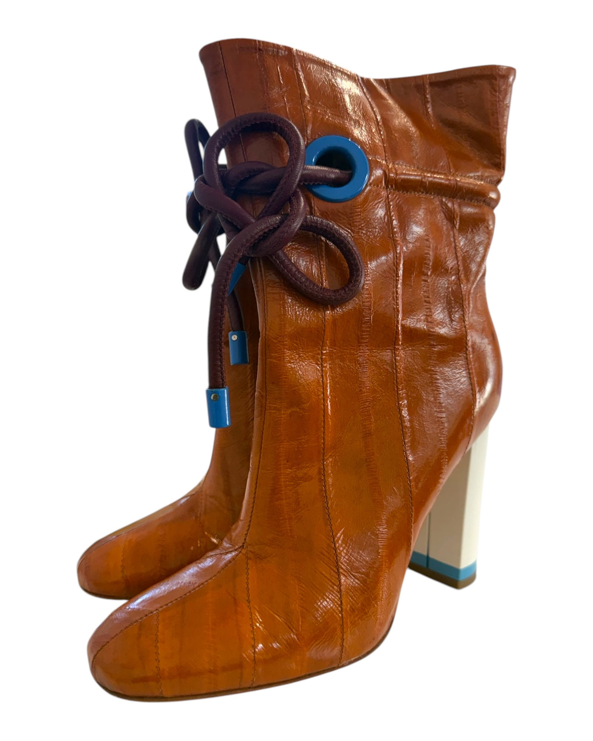 Vintage Malone Souliers Brown and Blue Mod Boots