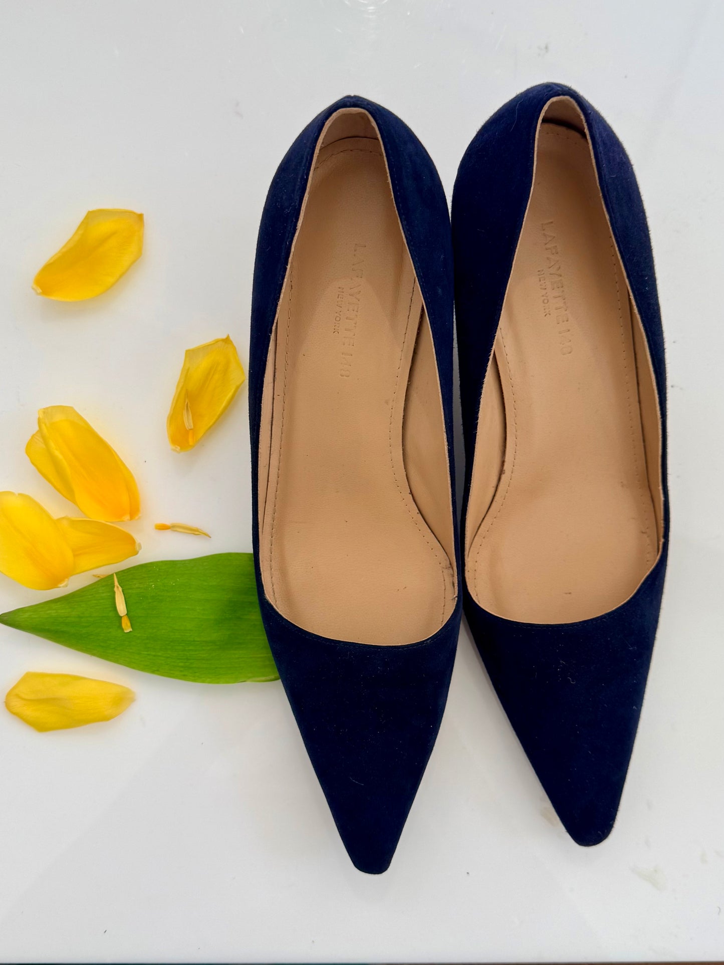 Pre-Loved Lafayette 148 Blue Suede Heels