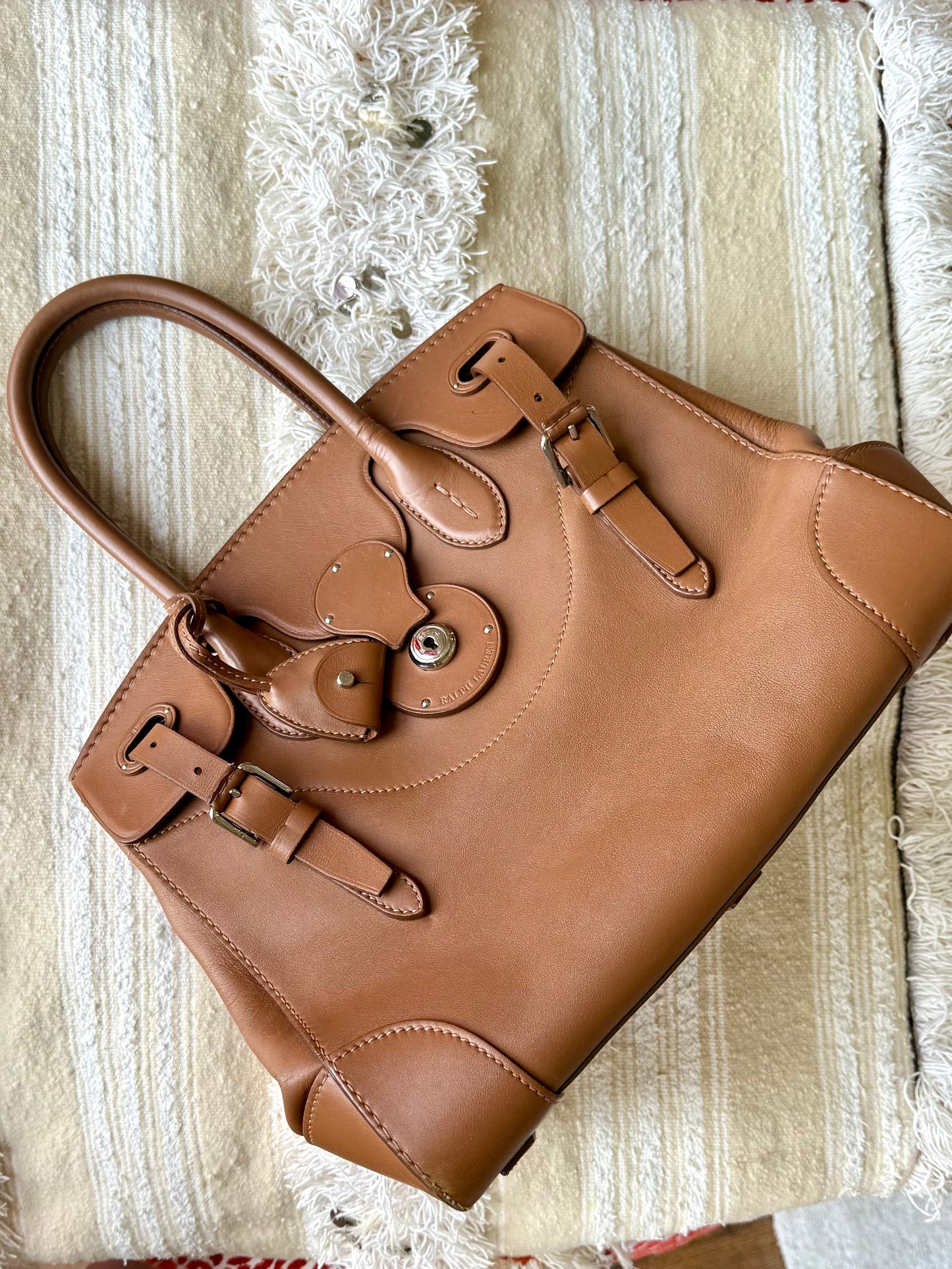 Pre-Loved Ralph Lauren Soft Ricky 33 Bag in Brown Leather