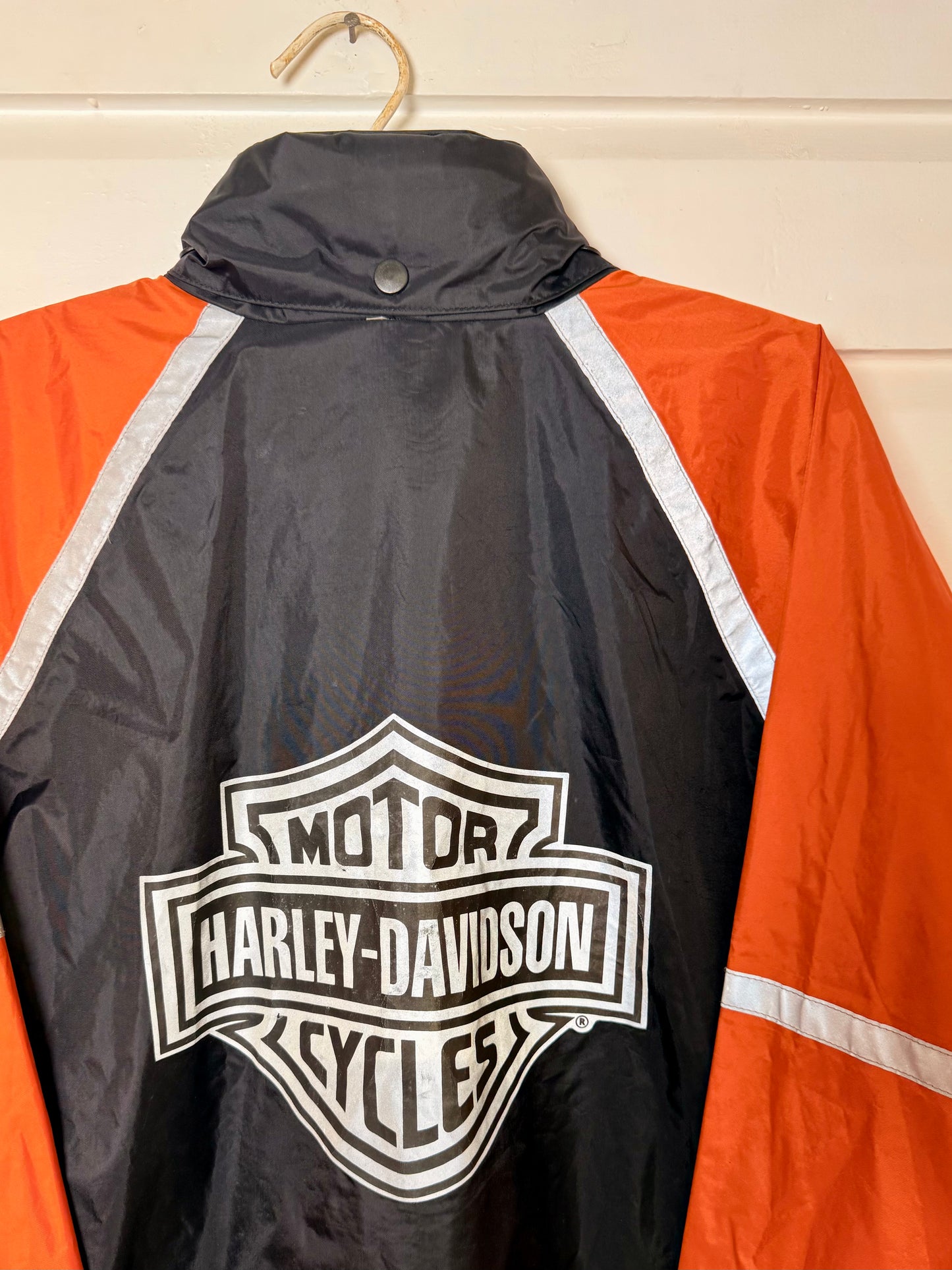Vintage Harley Davidson Black and Orange Windbreaker