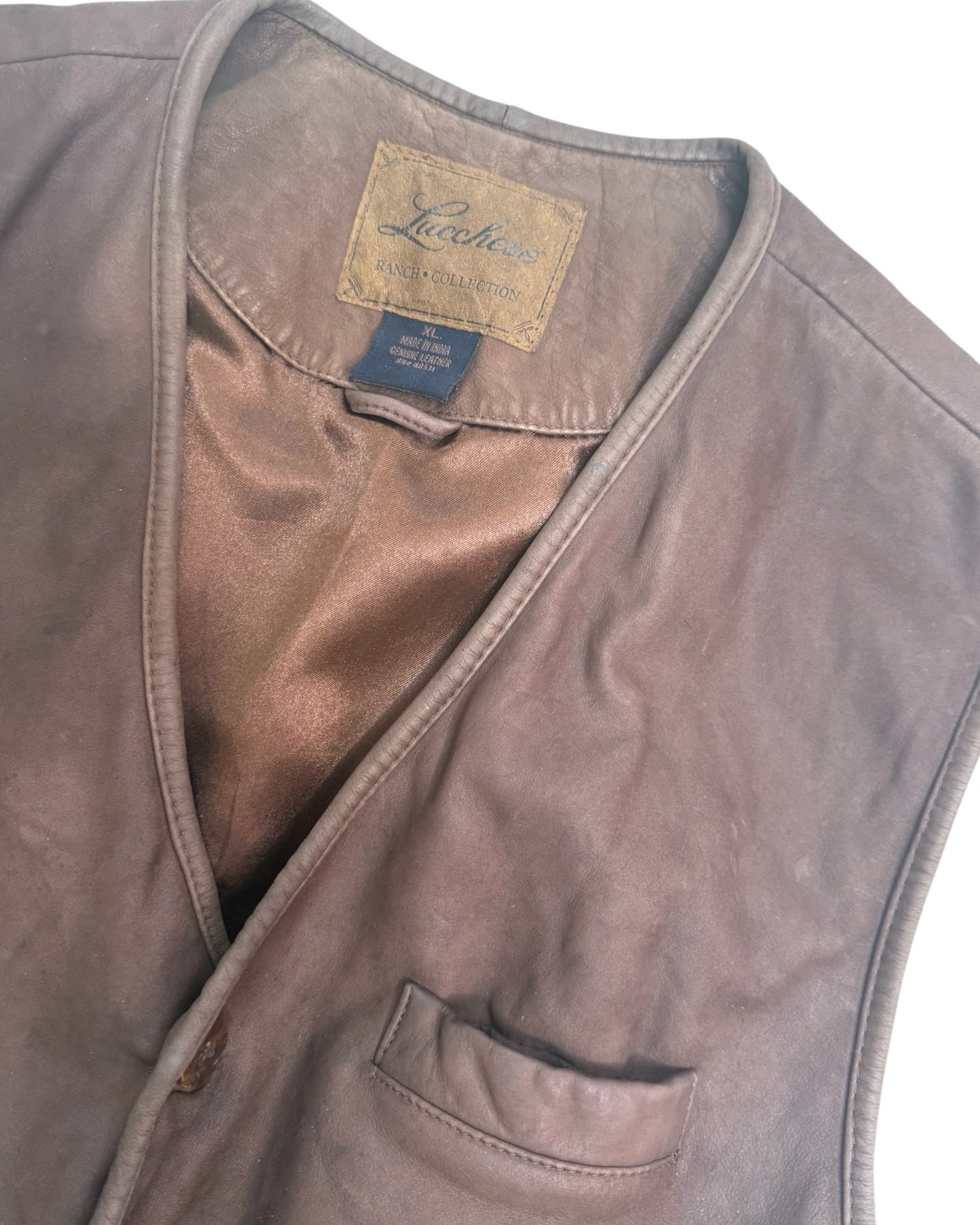 Vintage Lucchese Brown Leather Vest