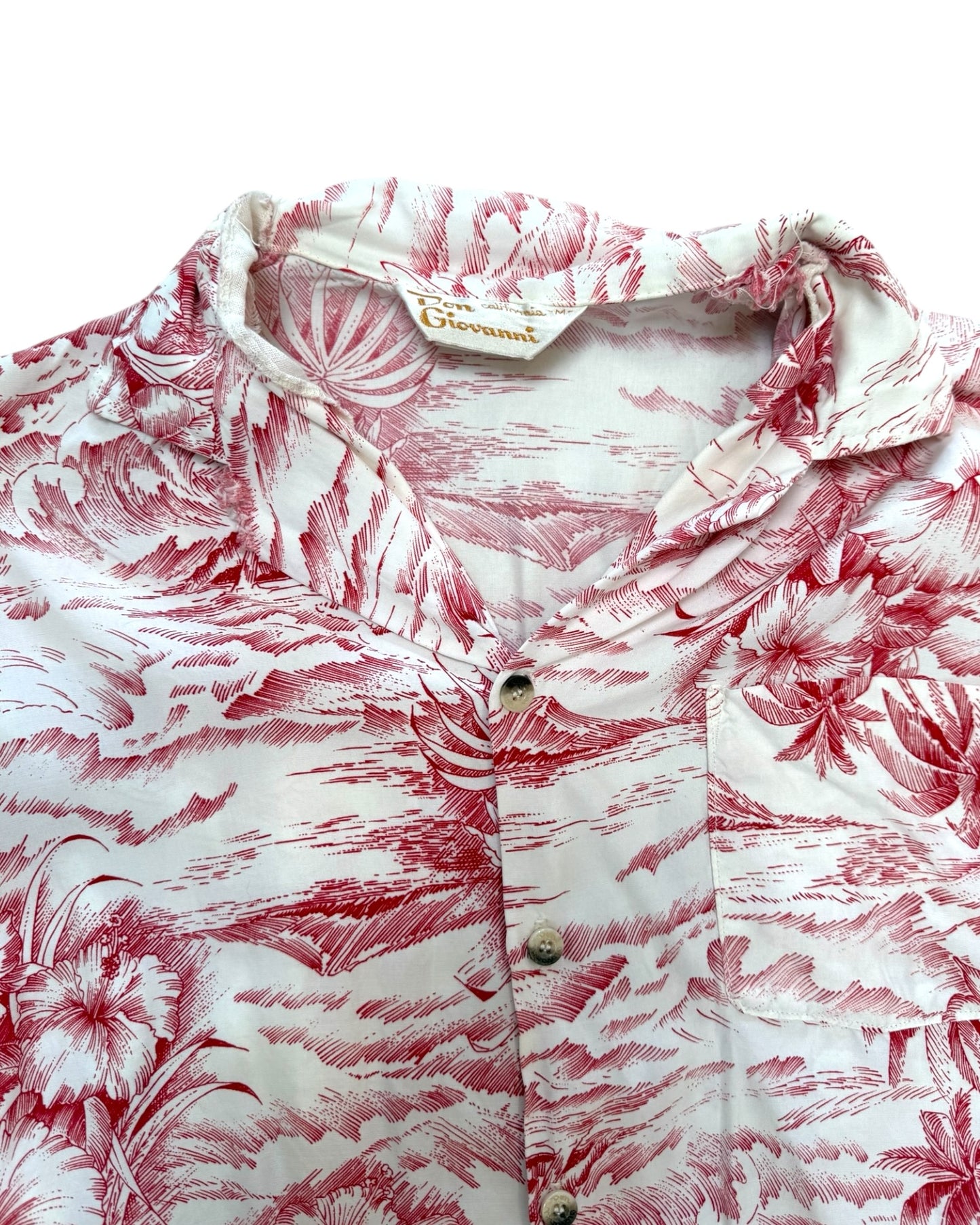 Vintage Don Giovanni Red and White Hawaiian Shirt