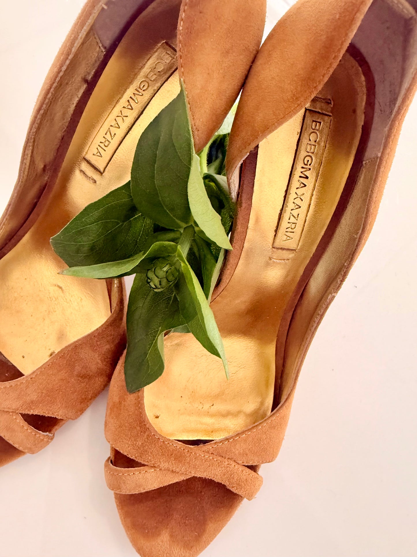 Vintage BCBG Maxazria Gold Suede Heels