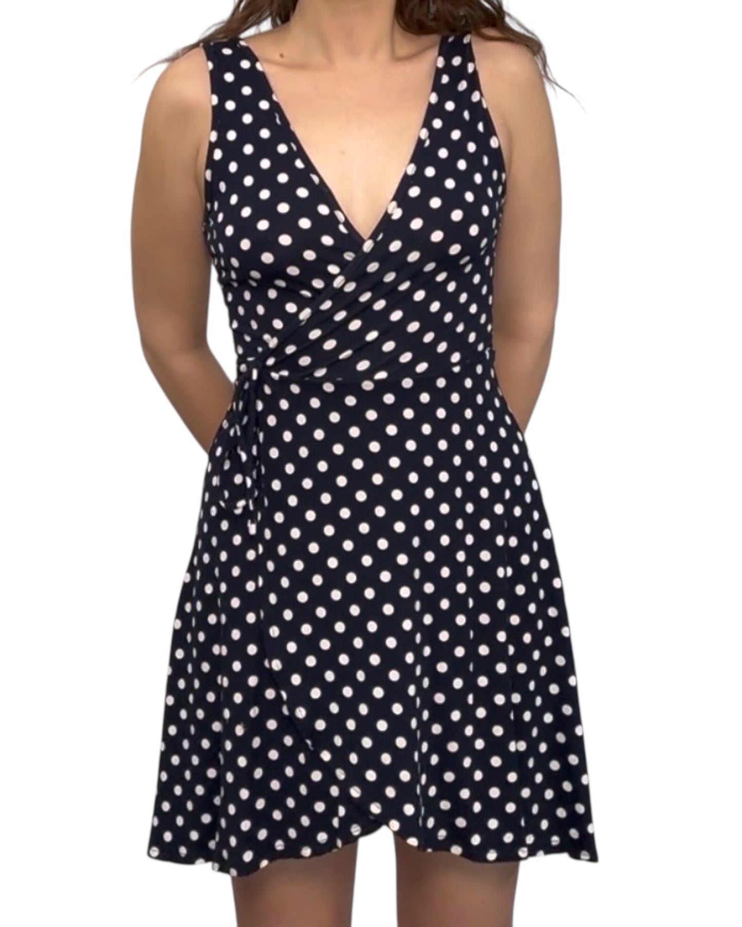 Pre-Loved Navy Polka Dot Wrap Dress