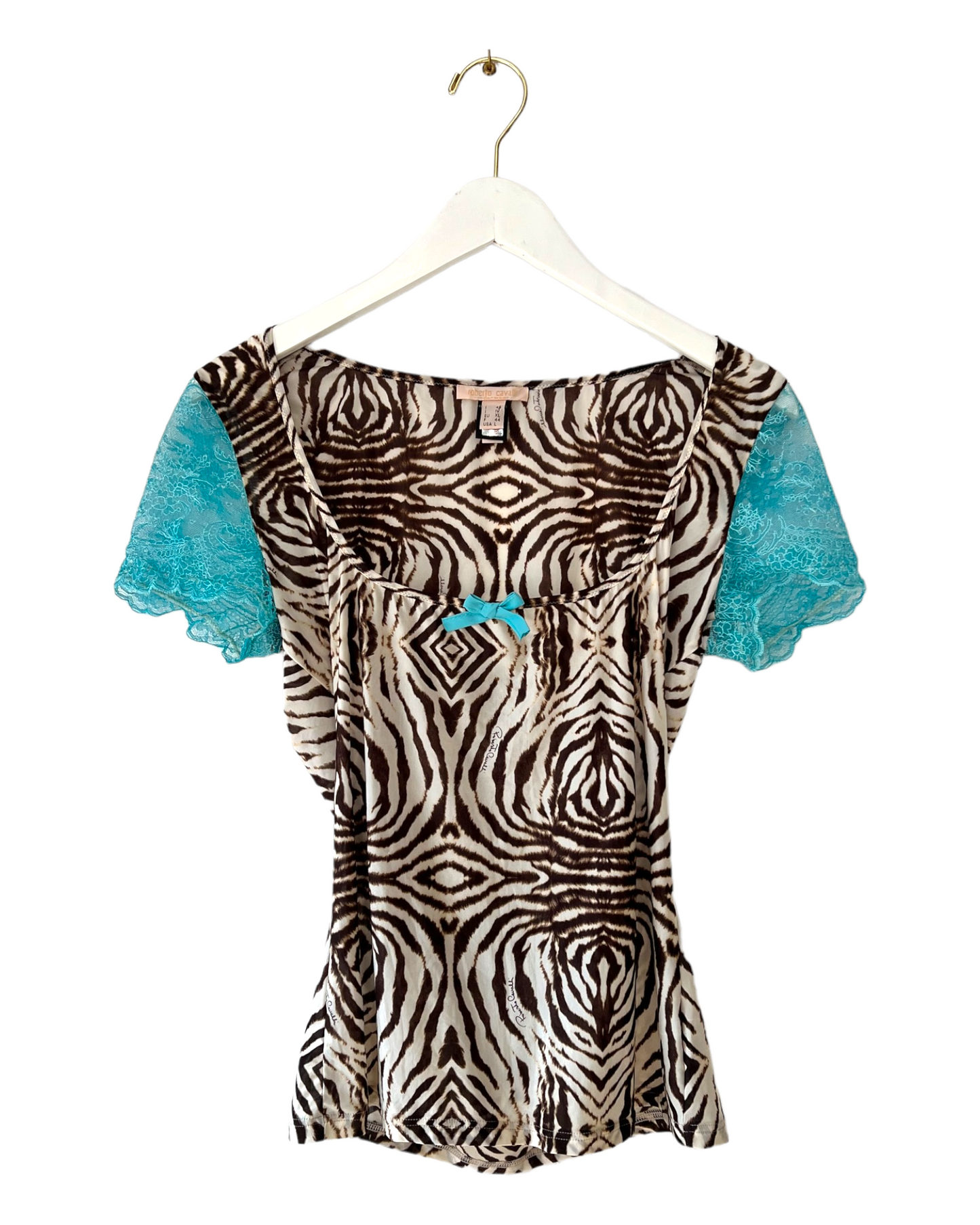 Vintage 2000 Roberto Cavalli Zebra and Lace Top