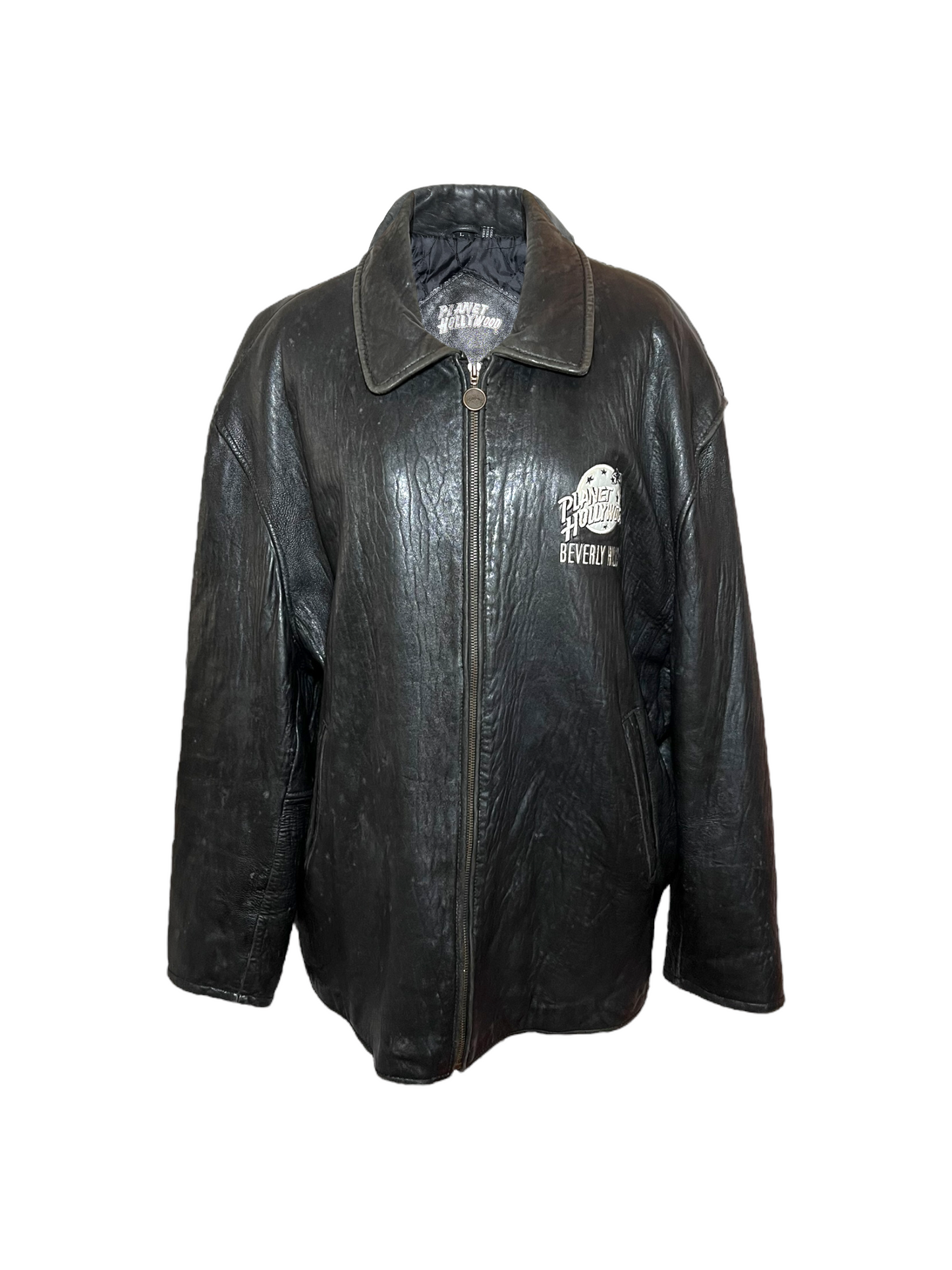Vintage Planet Hollywood Leather Bomber Jacket