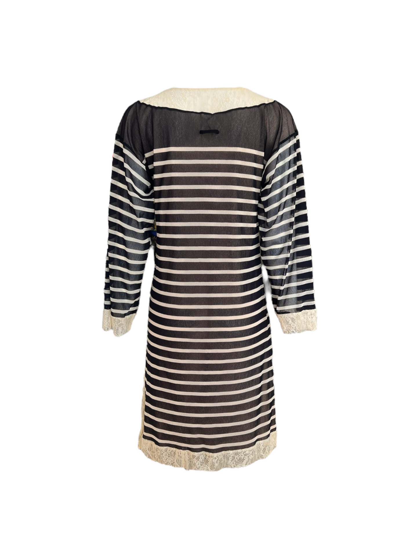 Vintage Jean Paul Gaultier Black and Beige Striped Lace Cover-Up