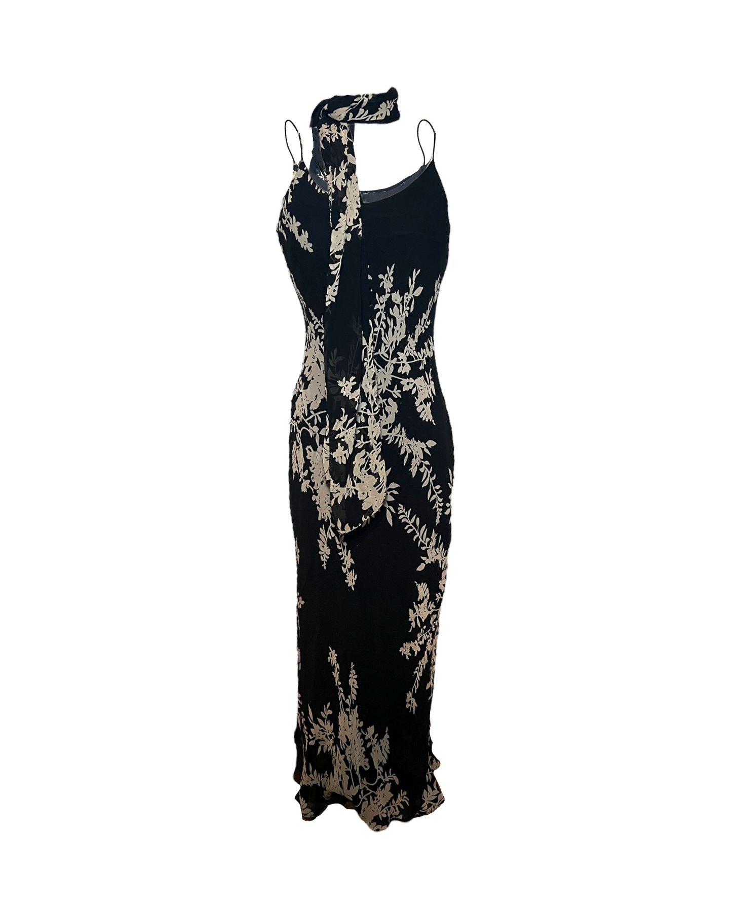Vintage 1990's Floral Slip Dress with Matching Scarf