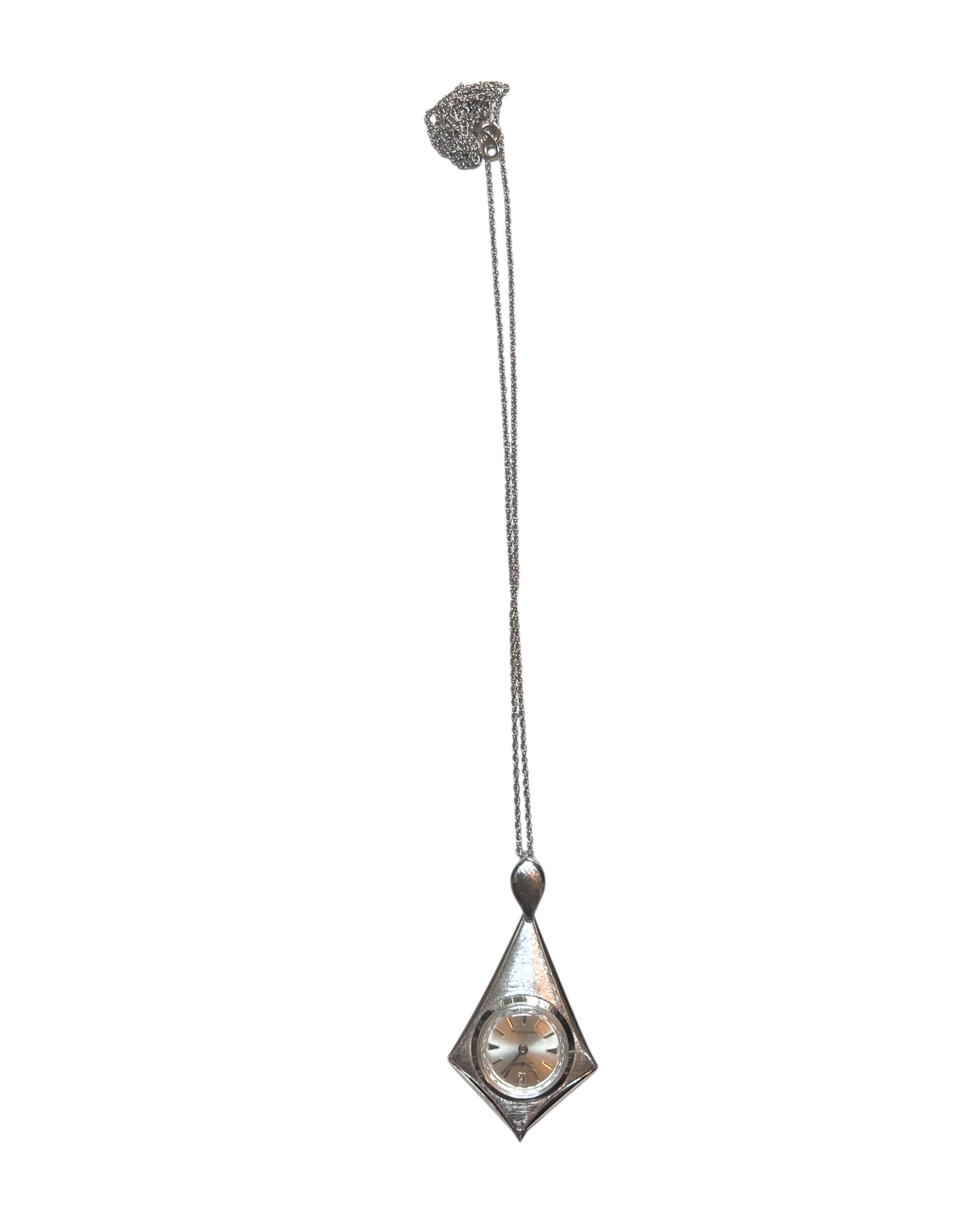 Vintage Sheffield Silver Steel Watch Pendant Necklace