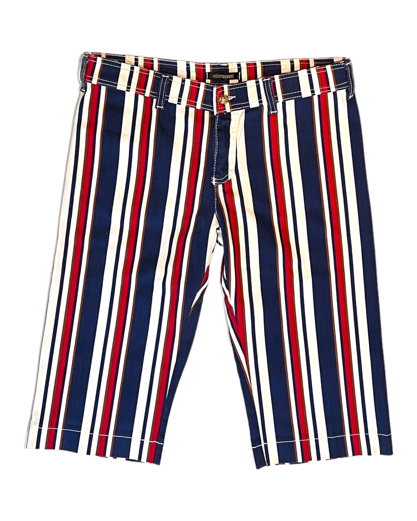 Vintage 2006 Roberto Cavalli Red, White and Blue Striped Capri Pants