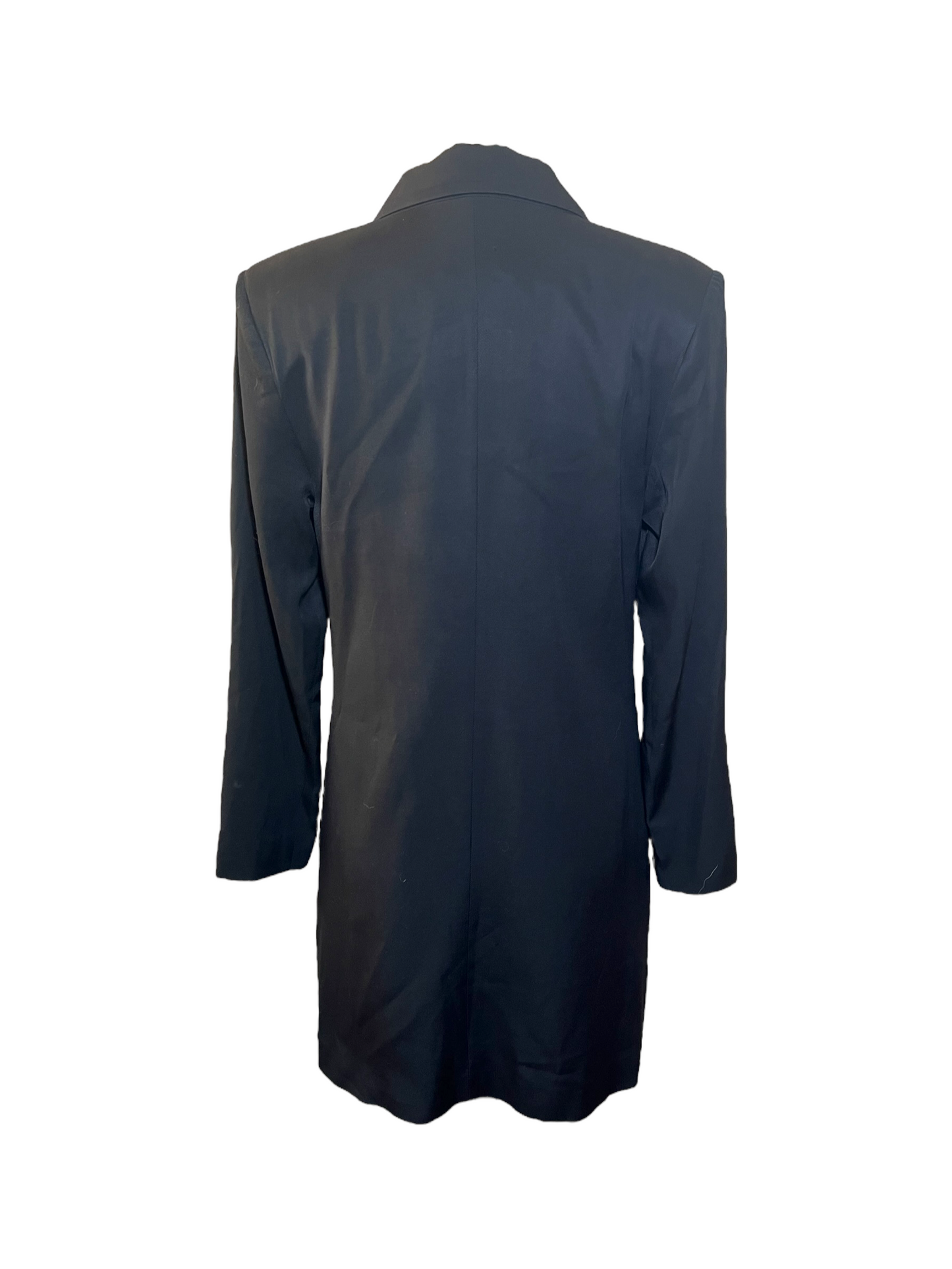 Black Annie Bing Womens Blazer. Double Breasted with 3/4 sleeves. Image shows the back of the Blazer.