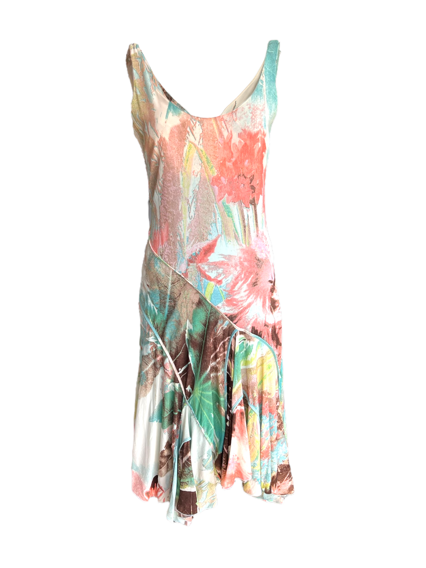 Vintage 2000 Roberto Cavalli Abstract Floral Dress