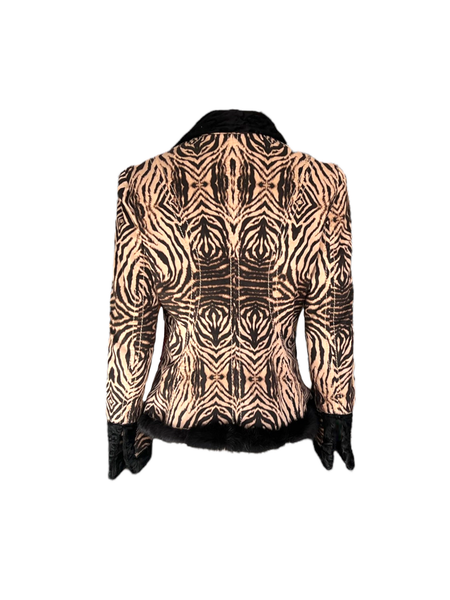 Vintage 2006 Roberto Cavalli Zebra Print and Fur Coat