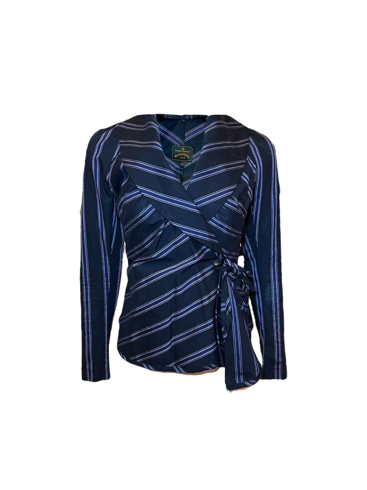 Vintage Vivienne Westwood Black and Purple Striped Silk Blouse