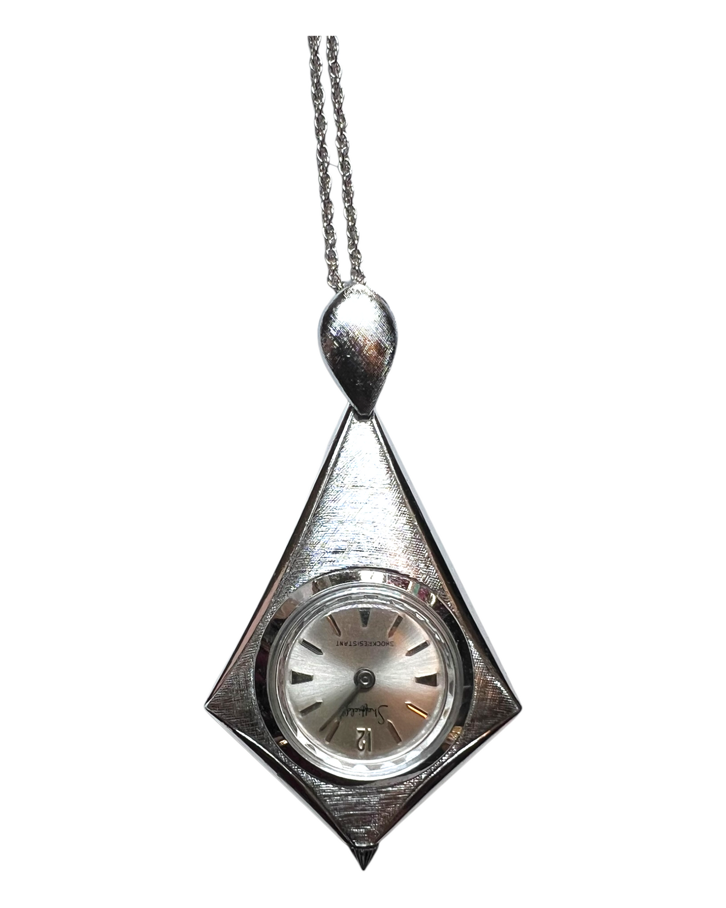 Vintage Sheffield Silver Steel Watch Pendant Necklace