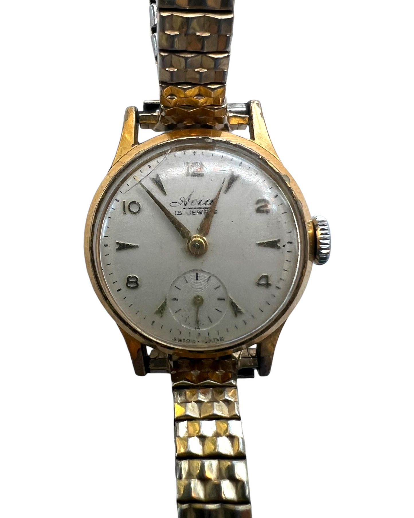 Vintage 1940s Avia 15 Jewels Gold Watch
