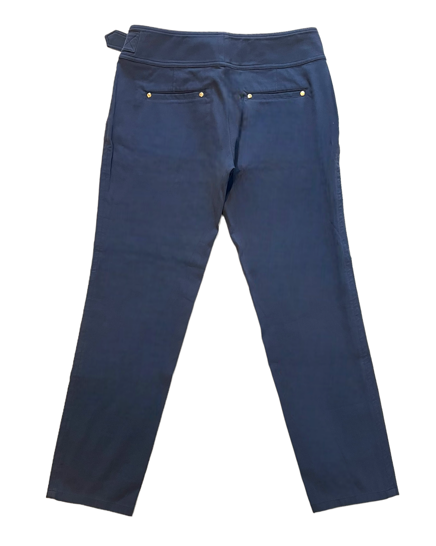 Vintage 2006 Roberto Cavalli Blue Skinny Pants with Gold Buckle