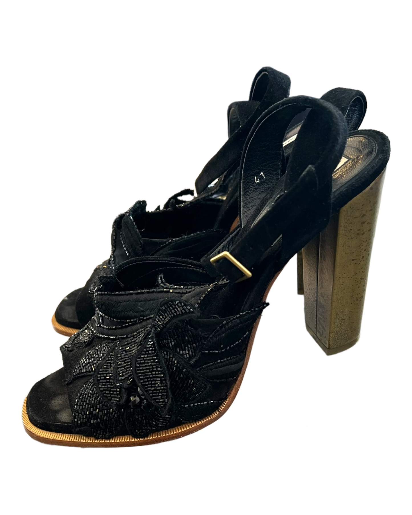 Vintage Dries Van Noten Embroidered Block Heels